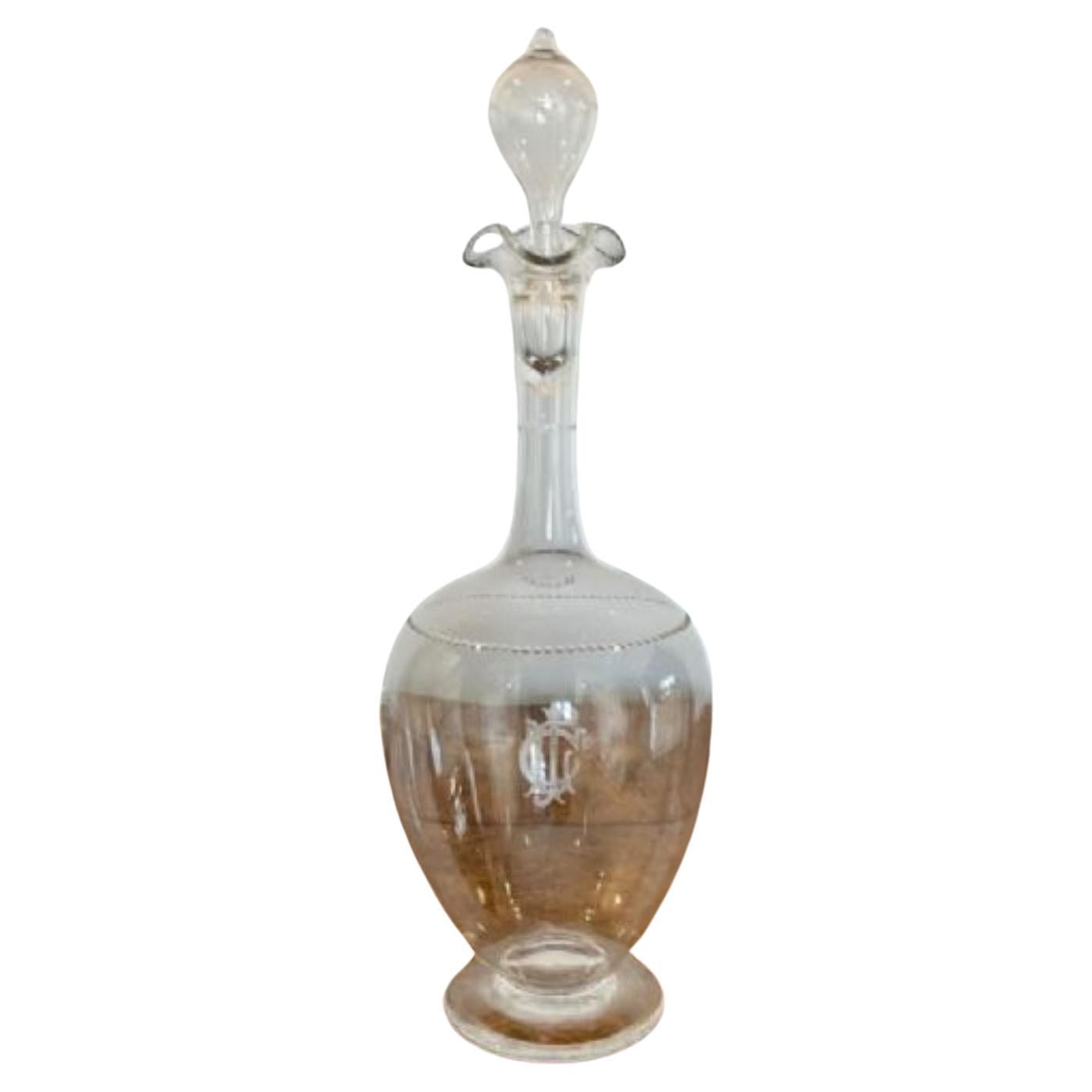 Elegant antique Victorian quality glass decanter  For Sale