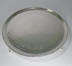 Elegant Antique Victorian Silver Plated Drinks Tray or Salver, 1877