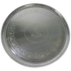 Elegant Antique Victorian Silver Plated Drinks Tray or Salver, 1877