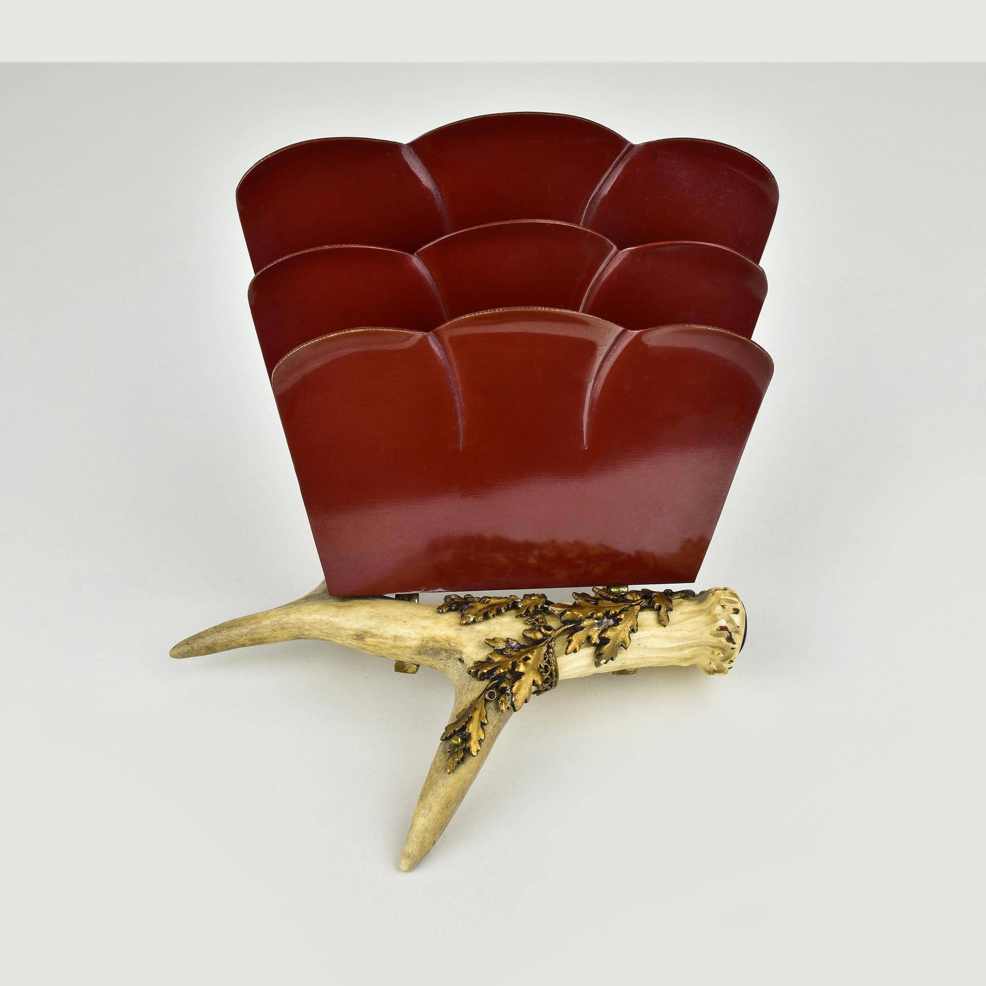 German Elegant Antler Letter Holder Stand Rack: Perfect Gift for Hunting Lodge Decor For Sale