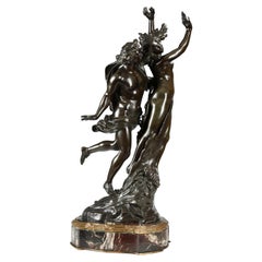Sculpture en bronze patiné « Apollon et Daphn » d'E. Drouot, France, vers 1890