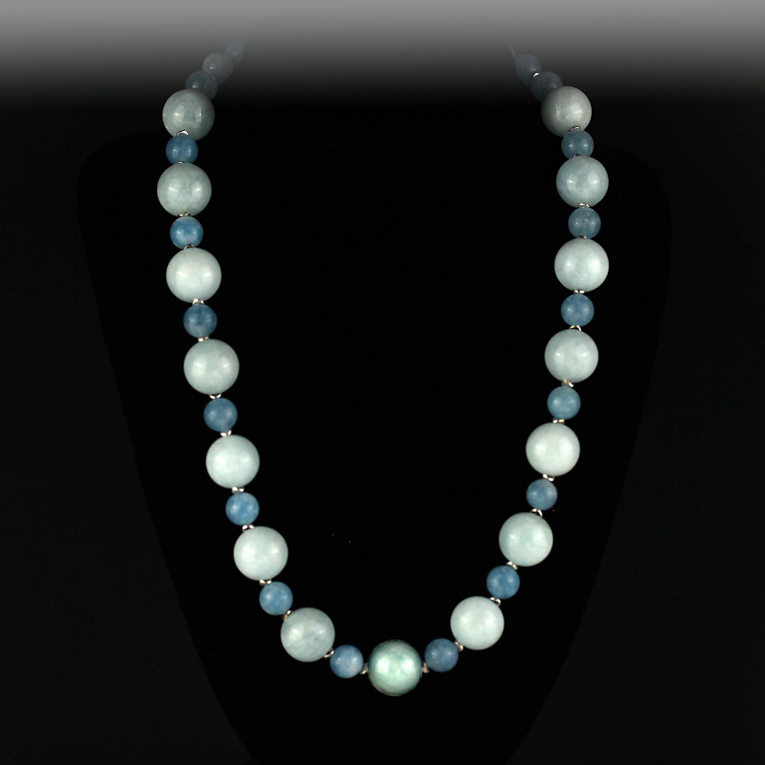 Women's or Men's AJD Elegant Aquamarine and More Aquamarine Necklace March Birthstone