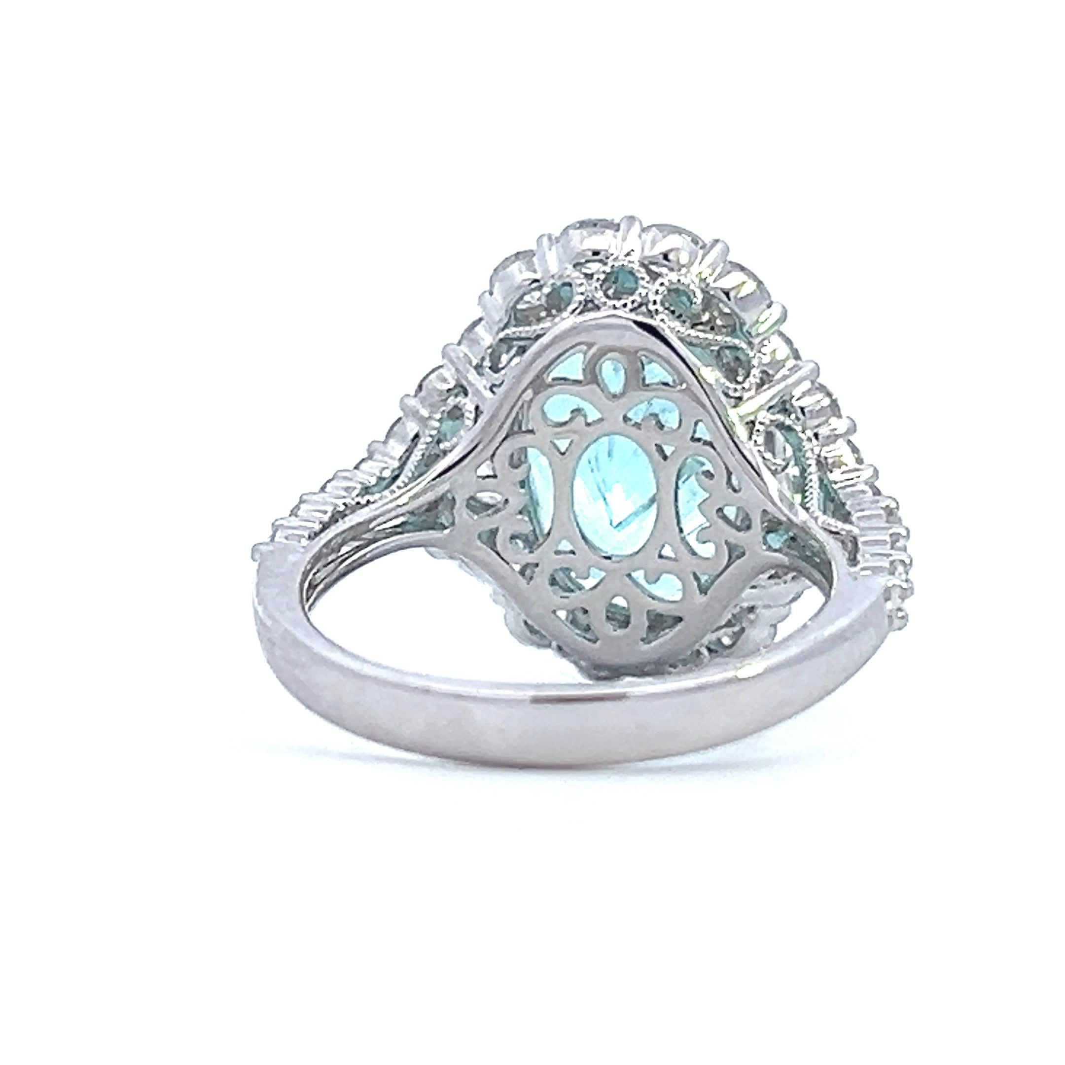 Eleganter Aquamarin-Diamantring im Zustand „Neu“ im Angebot in Great Neck Plaza, NY