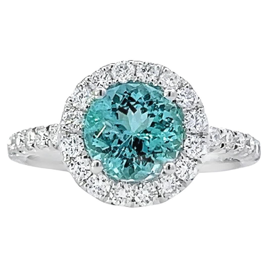 Eleganter Aquamarin-Halo-Ring