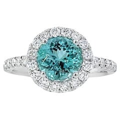 Eleganter Aquamarin-Halo-Ring