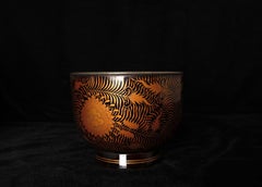 Elegant Arabesque-Design Lacquer Bowl with Metal Rim, Late Edo Period