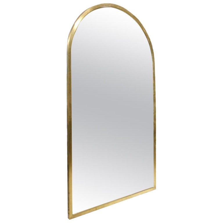 Elegant Arched Midcentury Italian Brass Mirror at 1stDibs
