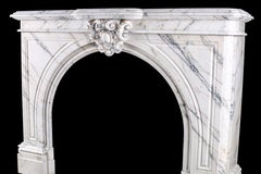 Elegant Arched Pavonazza Marble Antique Chimneypiece, Belgian Mid-19th Century