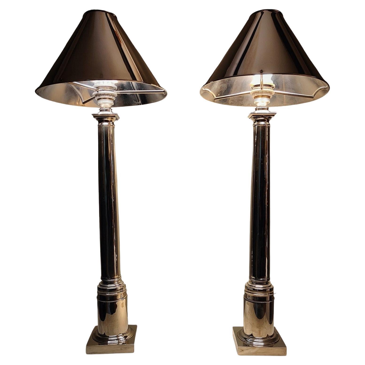 Lampes en bronze de conception architecturale élégante des années 1970 en vente