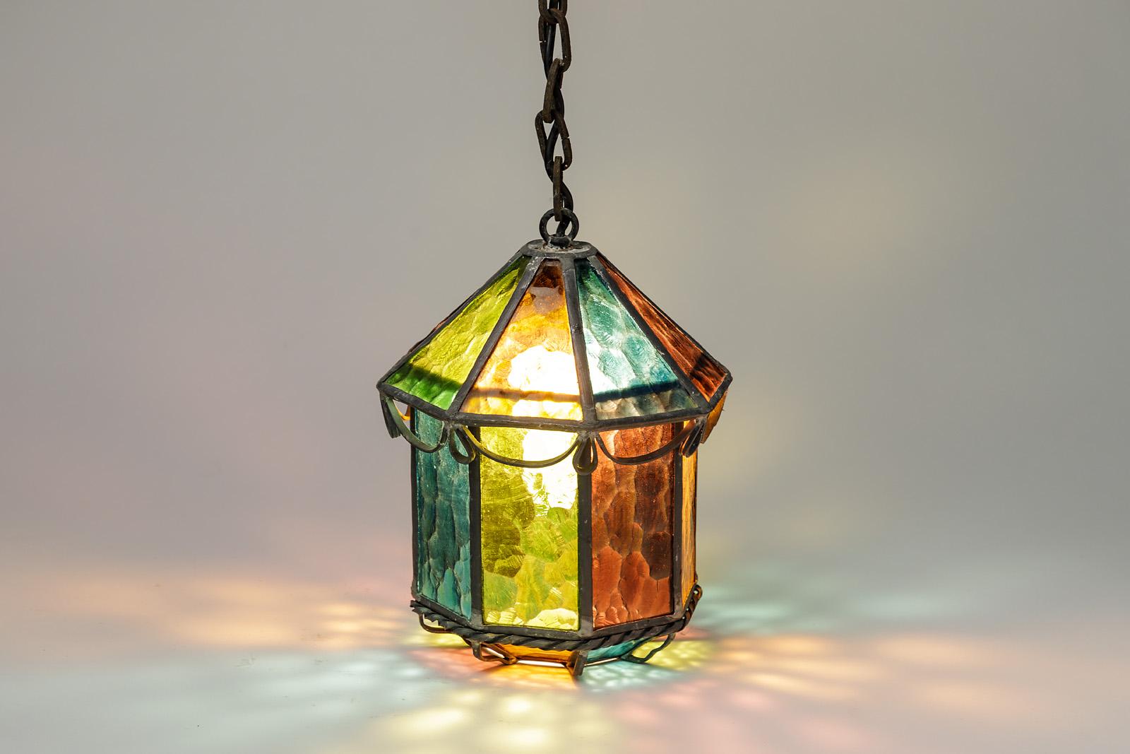 Elegant Architectural Glass Lantern, circa 1960, French Design For Sale 1