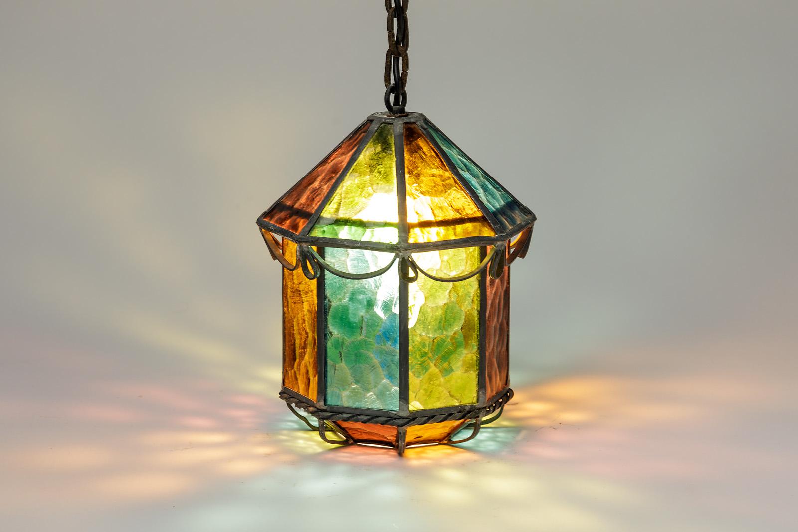 Elegant Architectural Glass Lantern, circa 1960, French Design For Sale 2