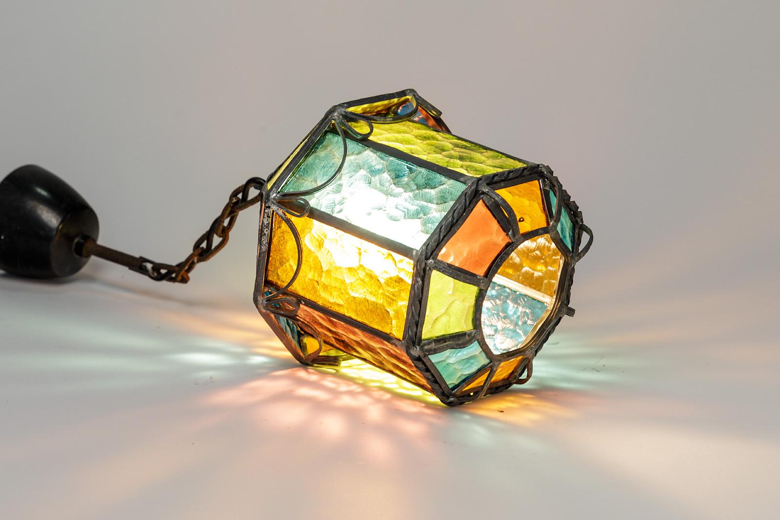 Elegant Architectural Glass Lantern, circa 1960, French Design For Sale 3