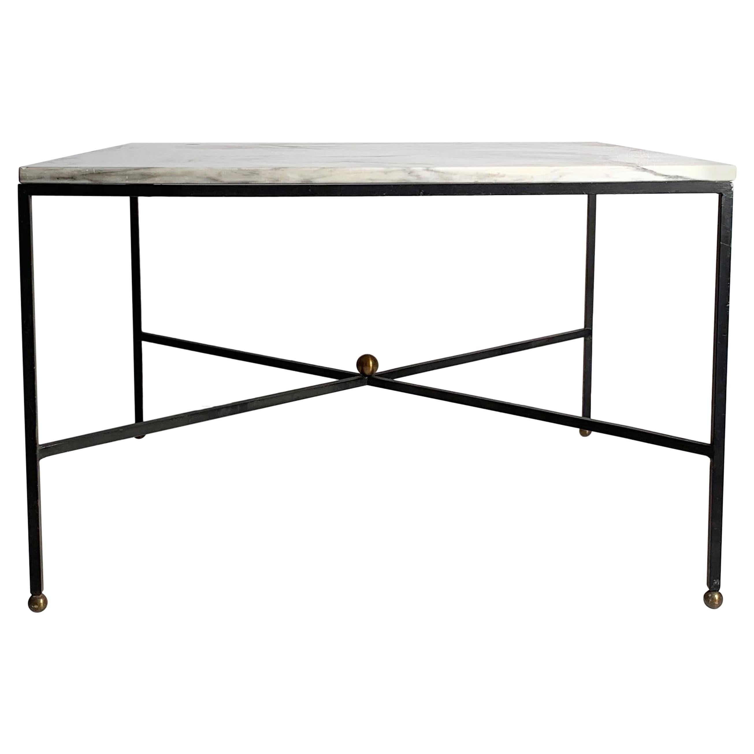 Elegance Architectural Modern Mid-Century Modern Italian Iron and Marble Coffee Table (table basse en fer et marbre)