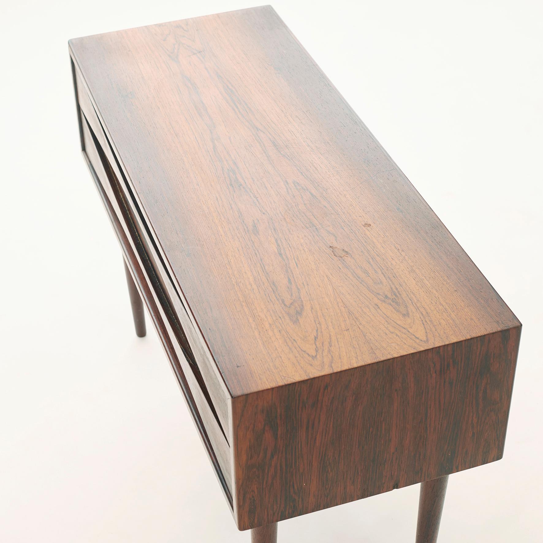 Danish Elegant Arne Vodder Rosewood Side Table / Small Chest of Drawers