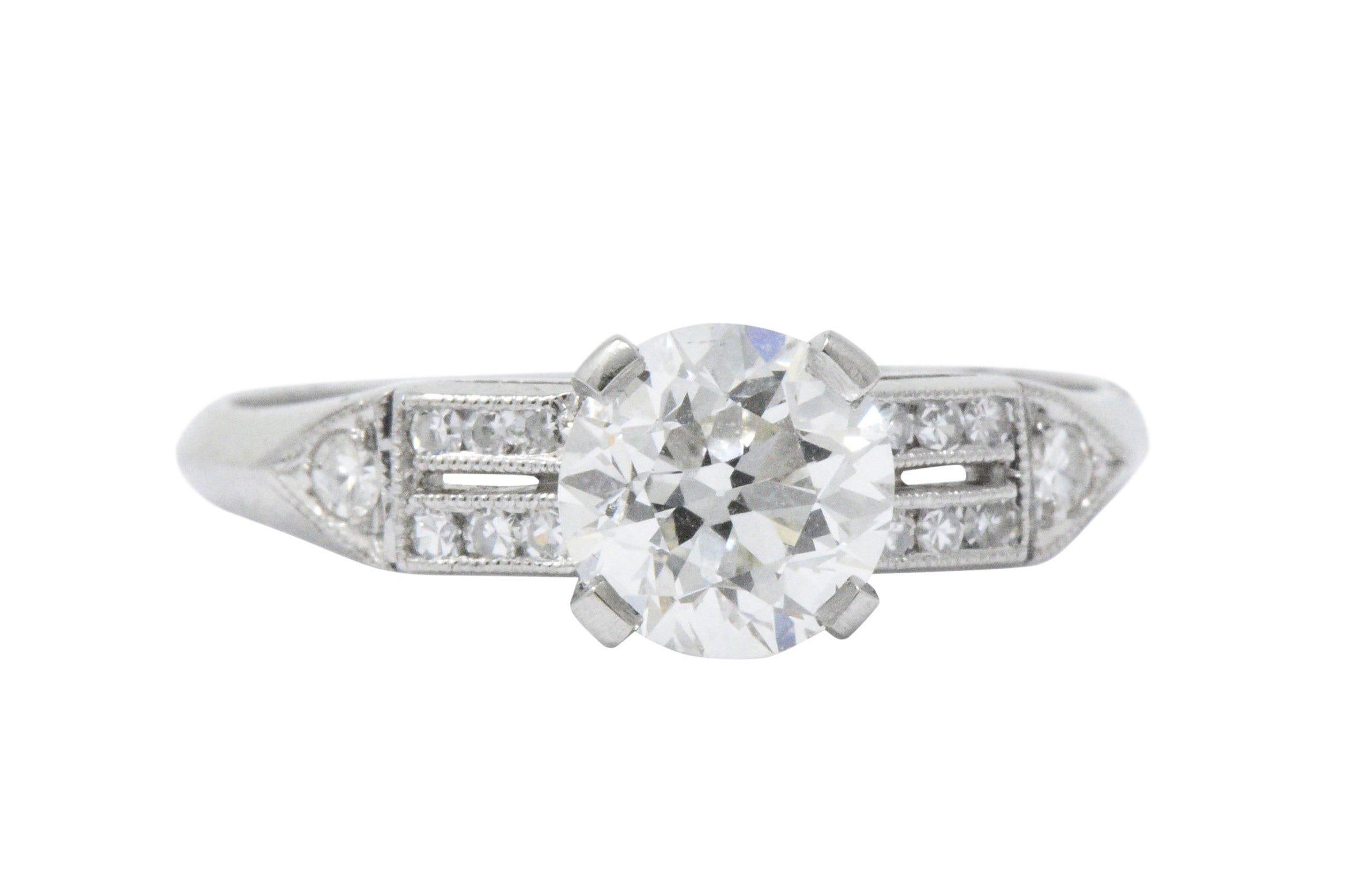 Elegant Art Deco 1.23 CTW Diamond & Platinum Alternative Ring GIA Certified In Good Condition In Philadelphia, PA