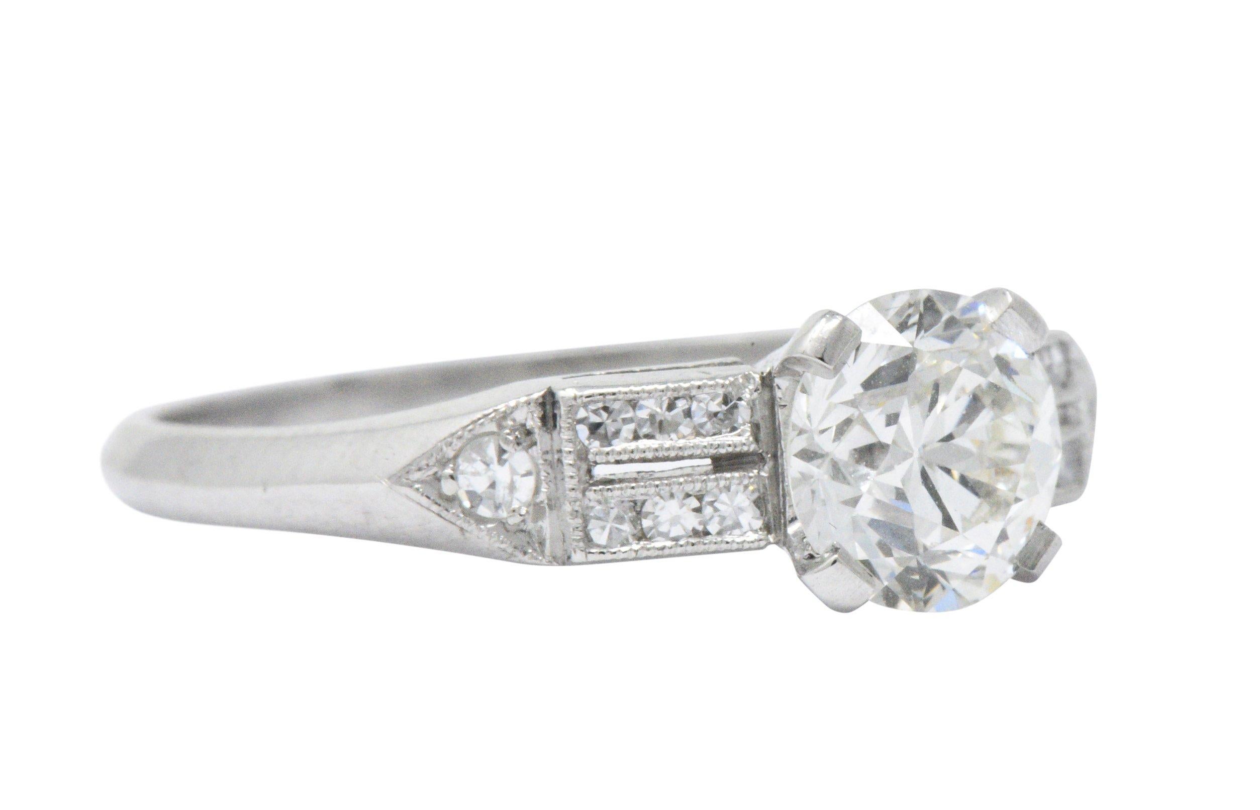 Women's or Men's Elegant Art Deco 1.23 CTW Diamond & Platinum Alternative Ring GIA Certified