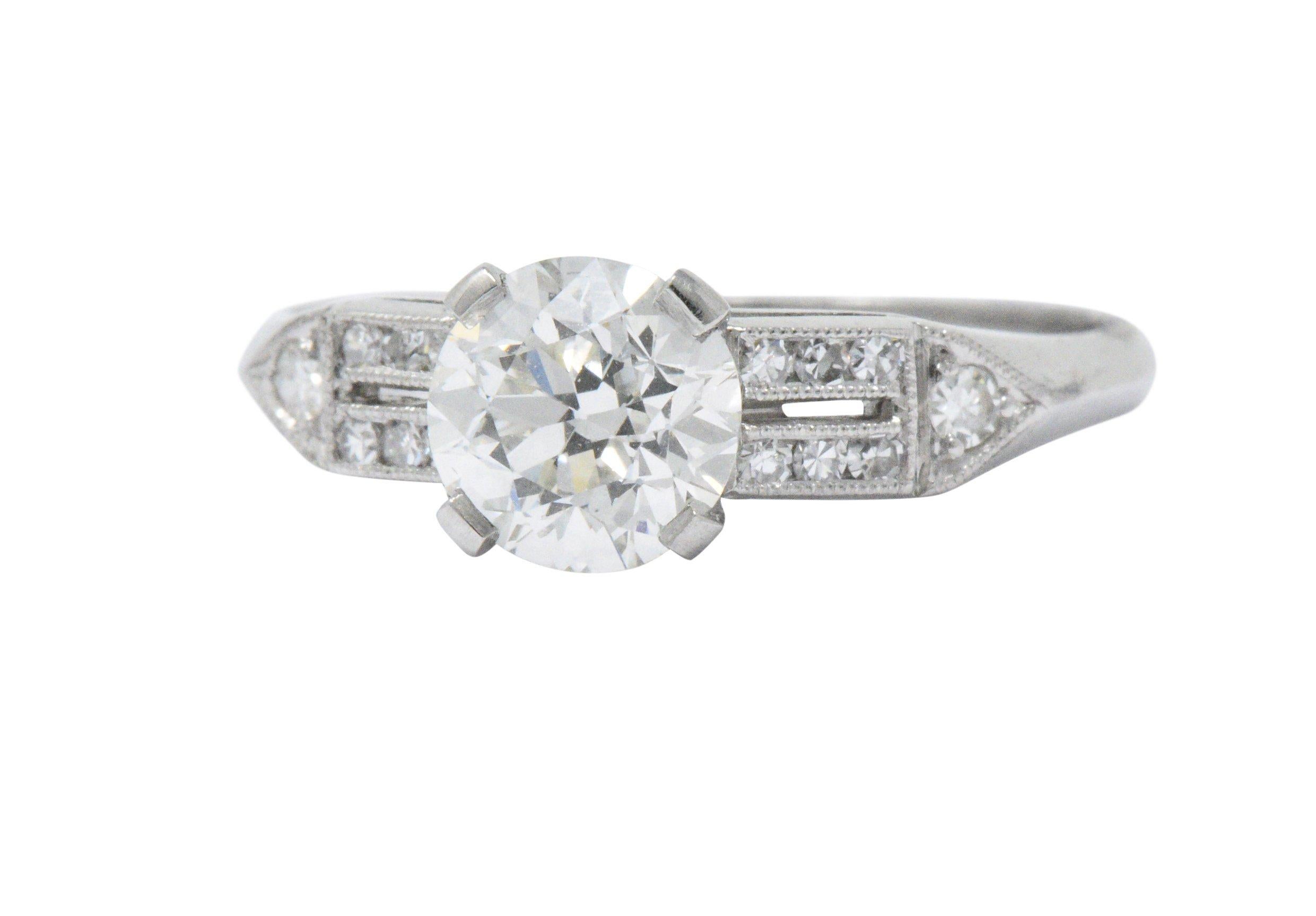 Elegant Art Deco 1.23 CTW Diamond & Platinum Alternative Ring GIA Certified 2