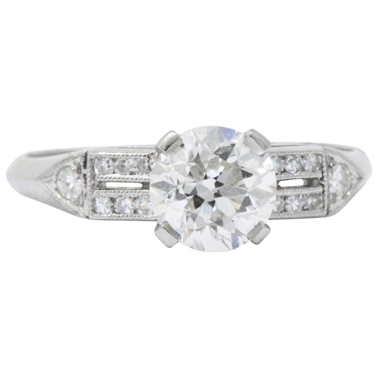 Elegant Art Deco 1.23 CTW Diamond & Platinum Alternative Ring GIA Certified