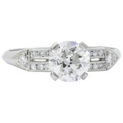 Elegant Art Deco 1.23 CTW Diamond & Platinum Alternative Ring GIA Certified