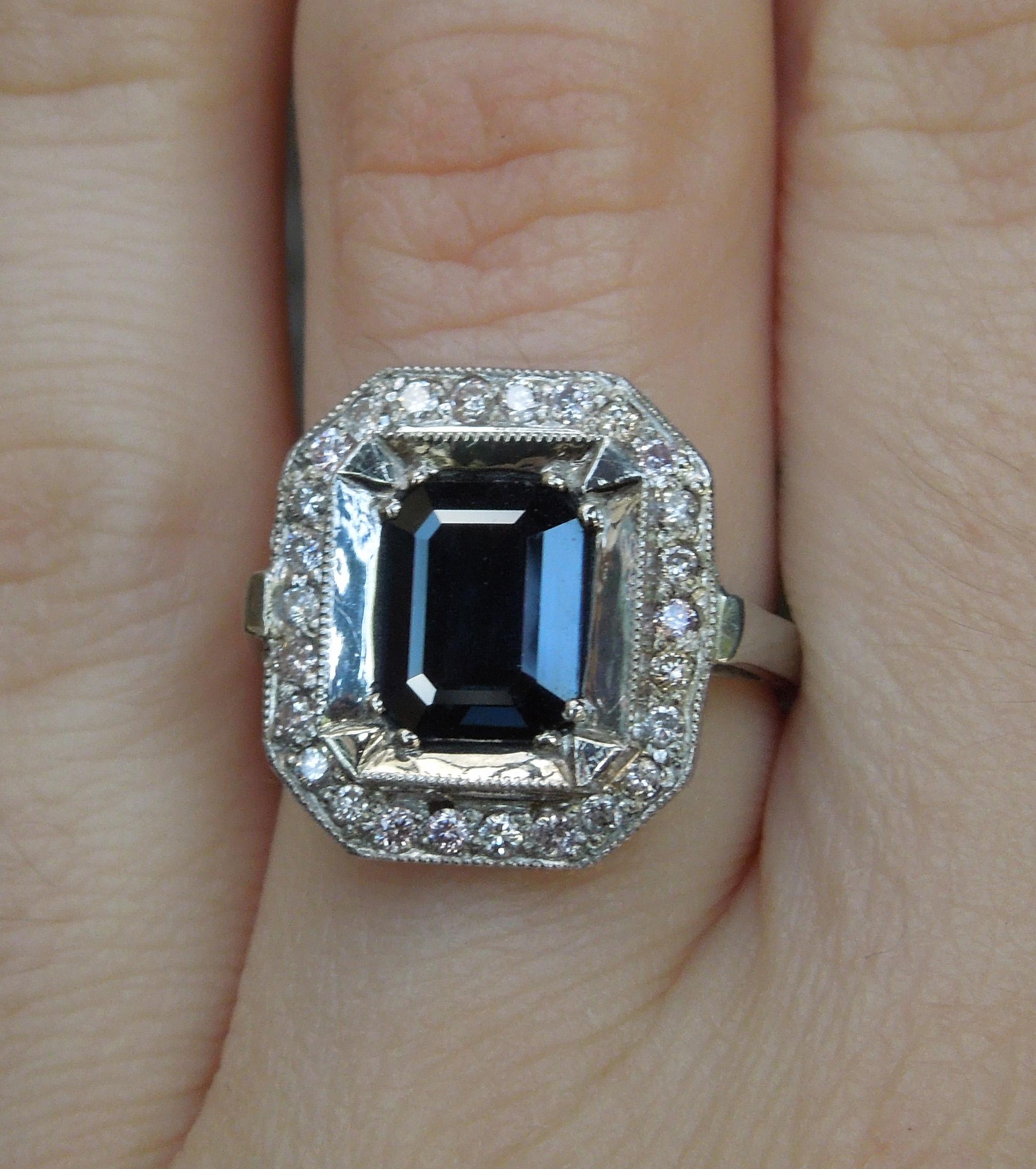 Elegant Art Deco 2.85 Carat Sapphire and Pink Diamond Ring In Good Condition For Sale In METAIRIE, LA
