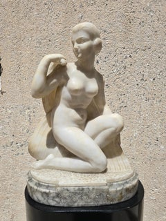 Elegant Art Deco Alabaster Sculpture Symbolizing a Dancer