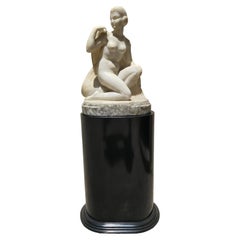 Elegante Art-Déco-Alabaster-Skulptur einer Tänzerin, die einen Tänzer symbolisiert