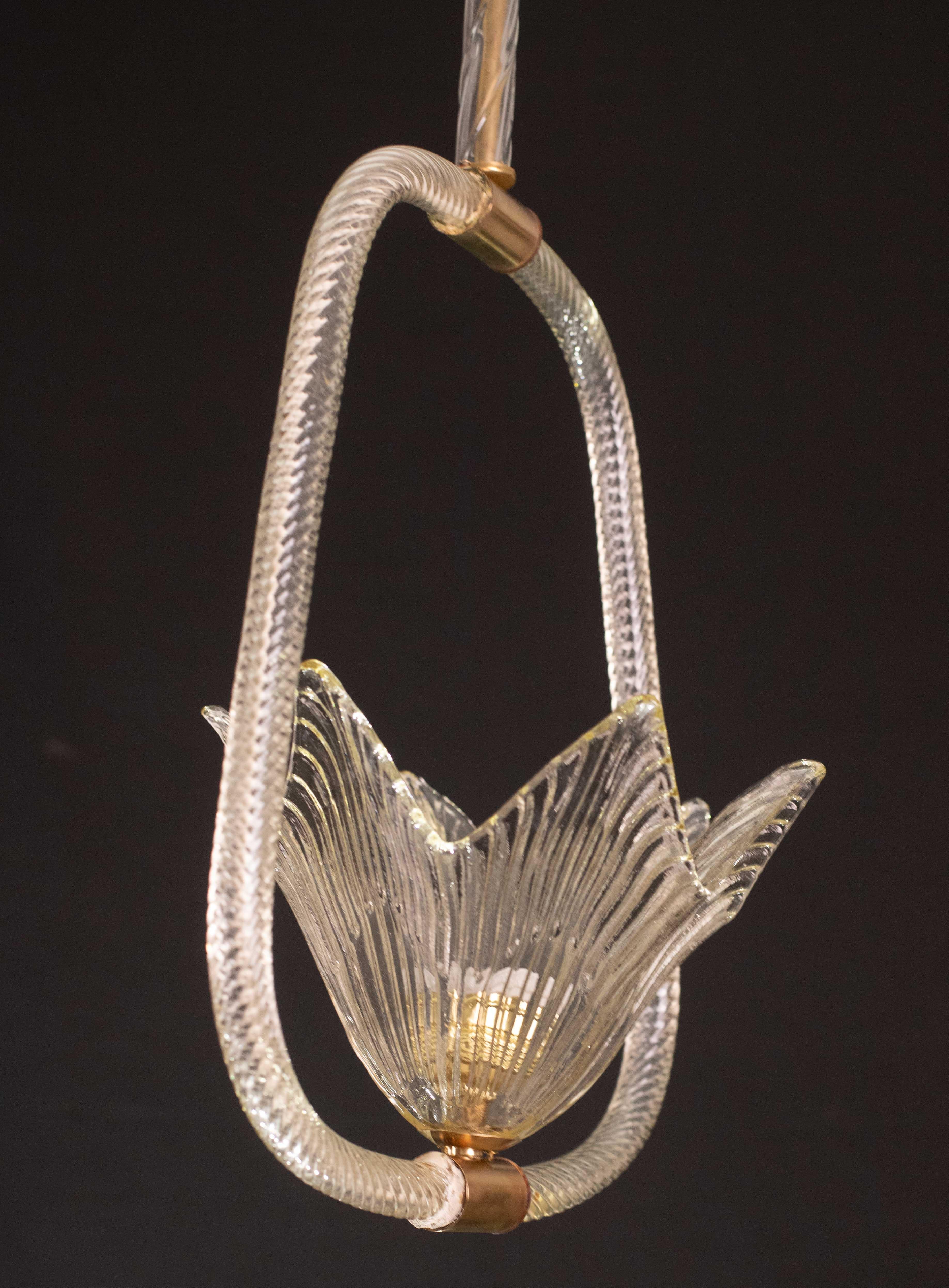 Elegant Art Decò Barovier and Toso Chandelier, 1940s For Sale 3