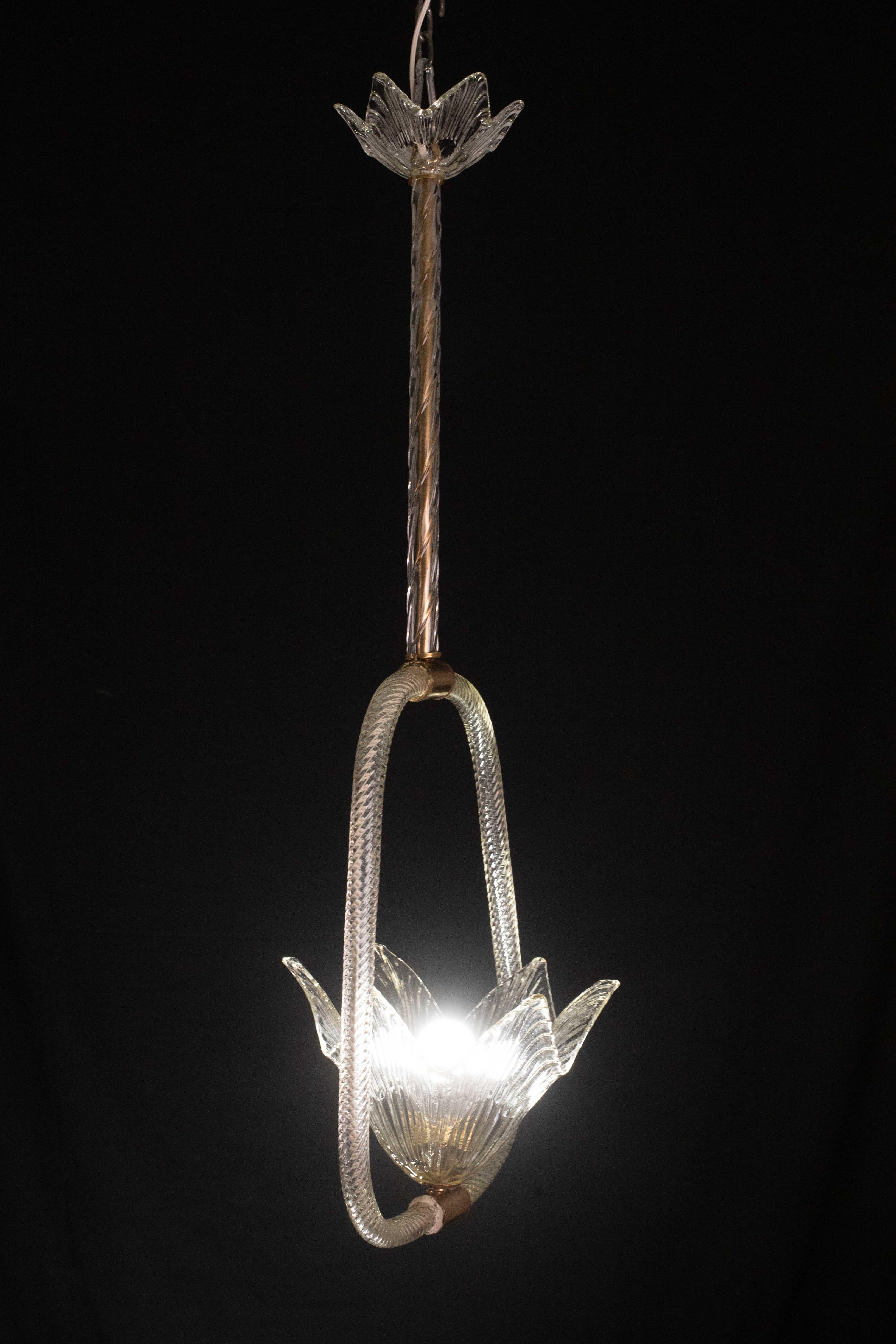 Elegant Art Decò Barovier and Toso Chandelier, 1940s For Sale 4