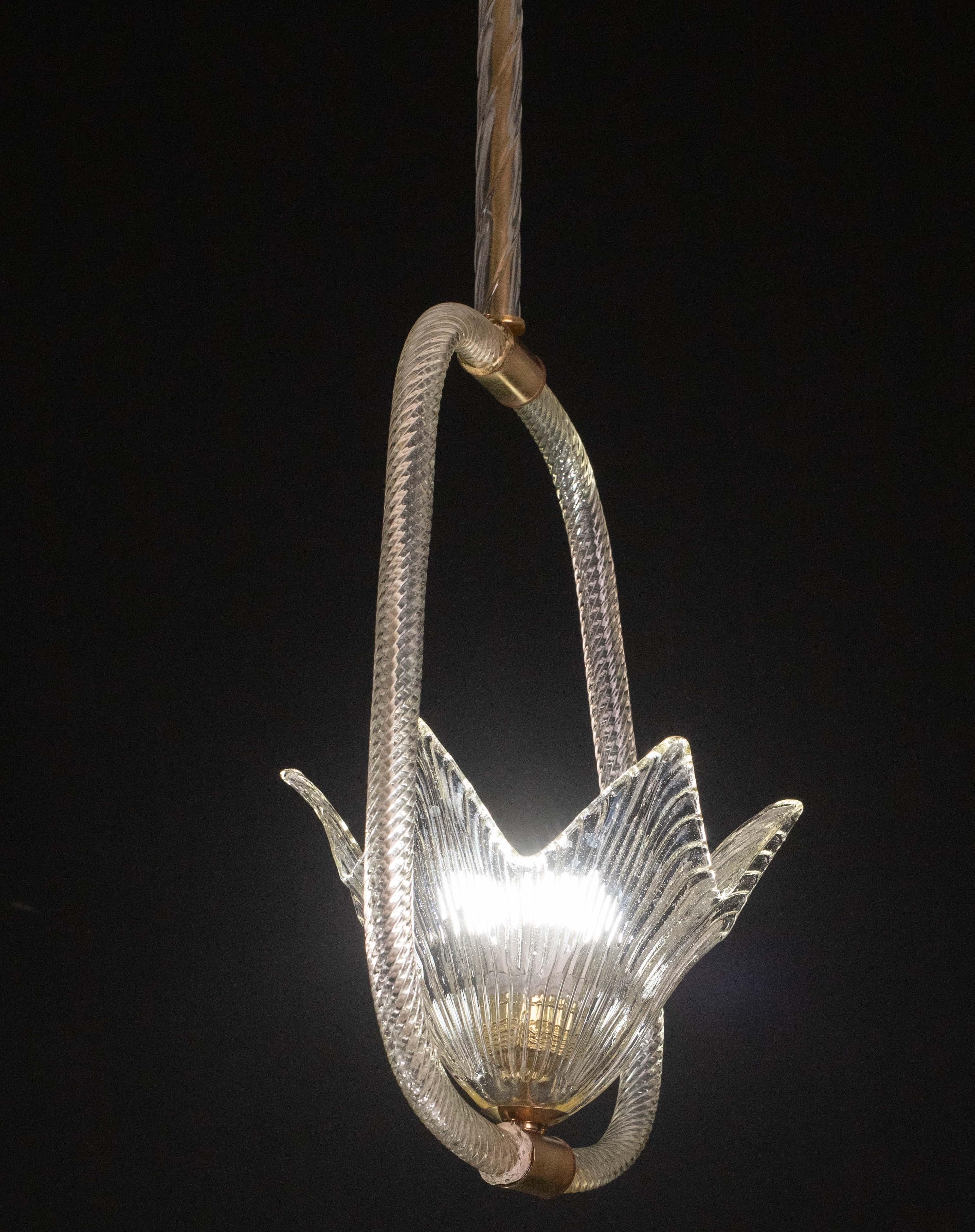 Elegant Art Decò Barovier and Toso Chandelier, 1940s For Sale 5