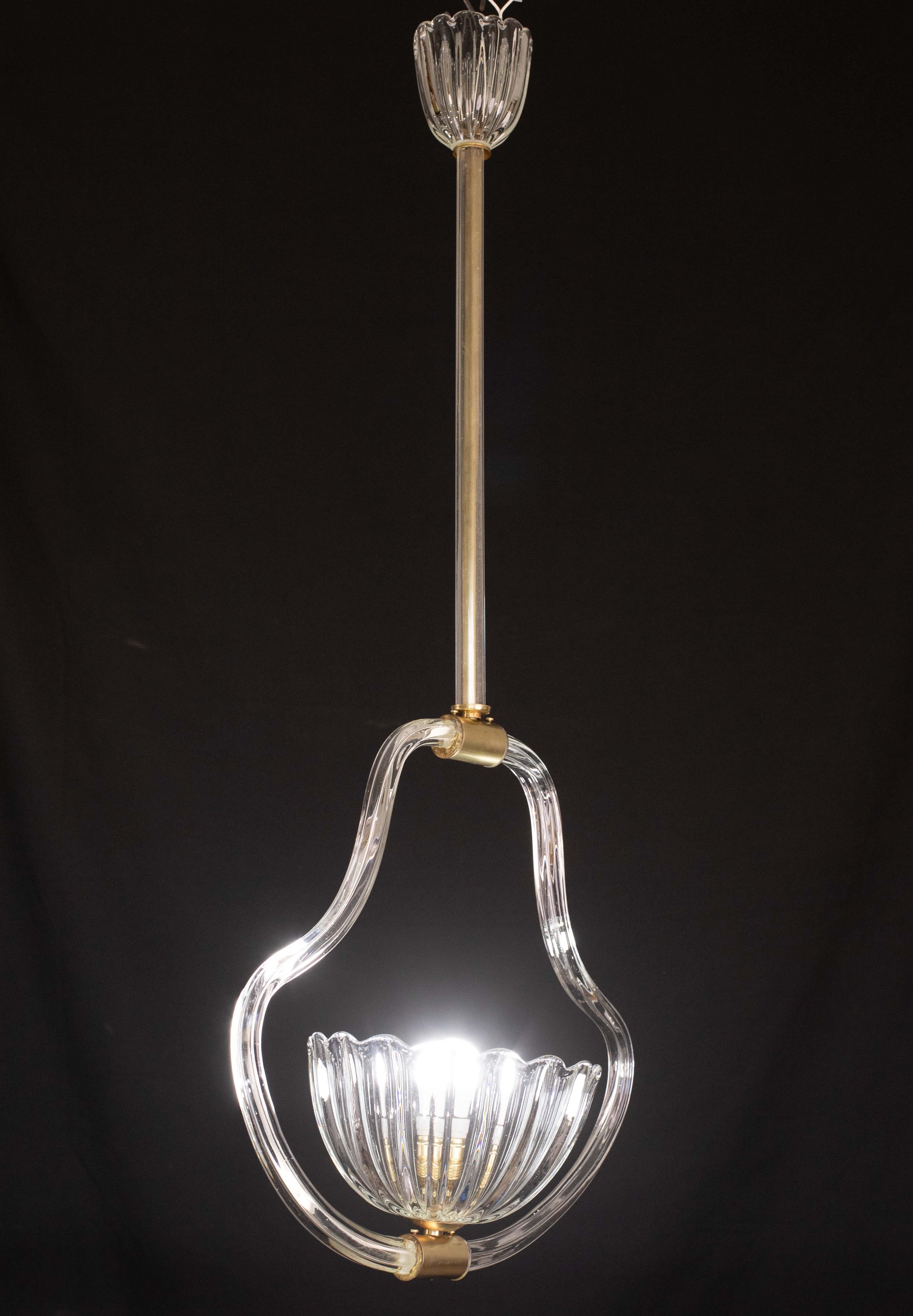 Elegant Art Decò Barovier and Toso Chandelier, 1940s en vente 5
