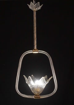 Elegant Art Decò Barovier and Toso Chandelier, 1940s