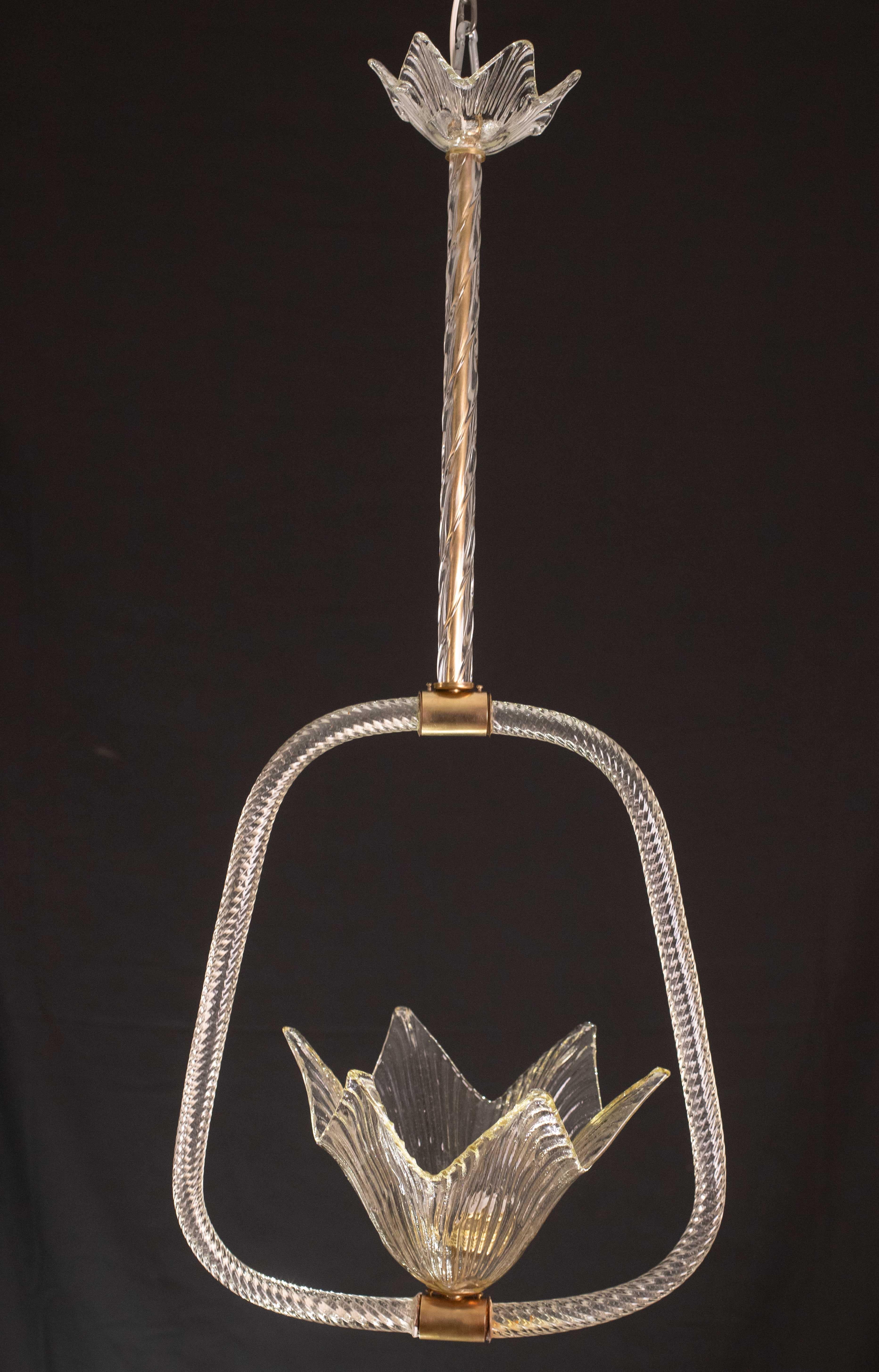Art Deco Elegant Art Decò Barovier and Toso Chandelier, 1940s For Sale