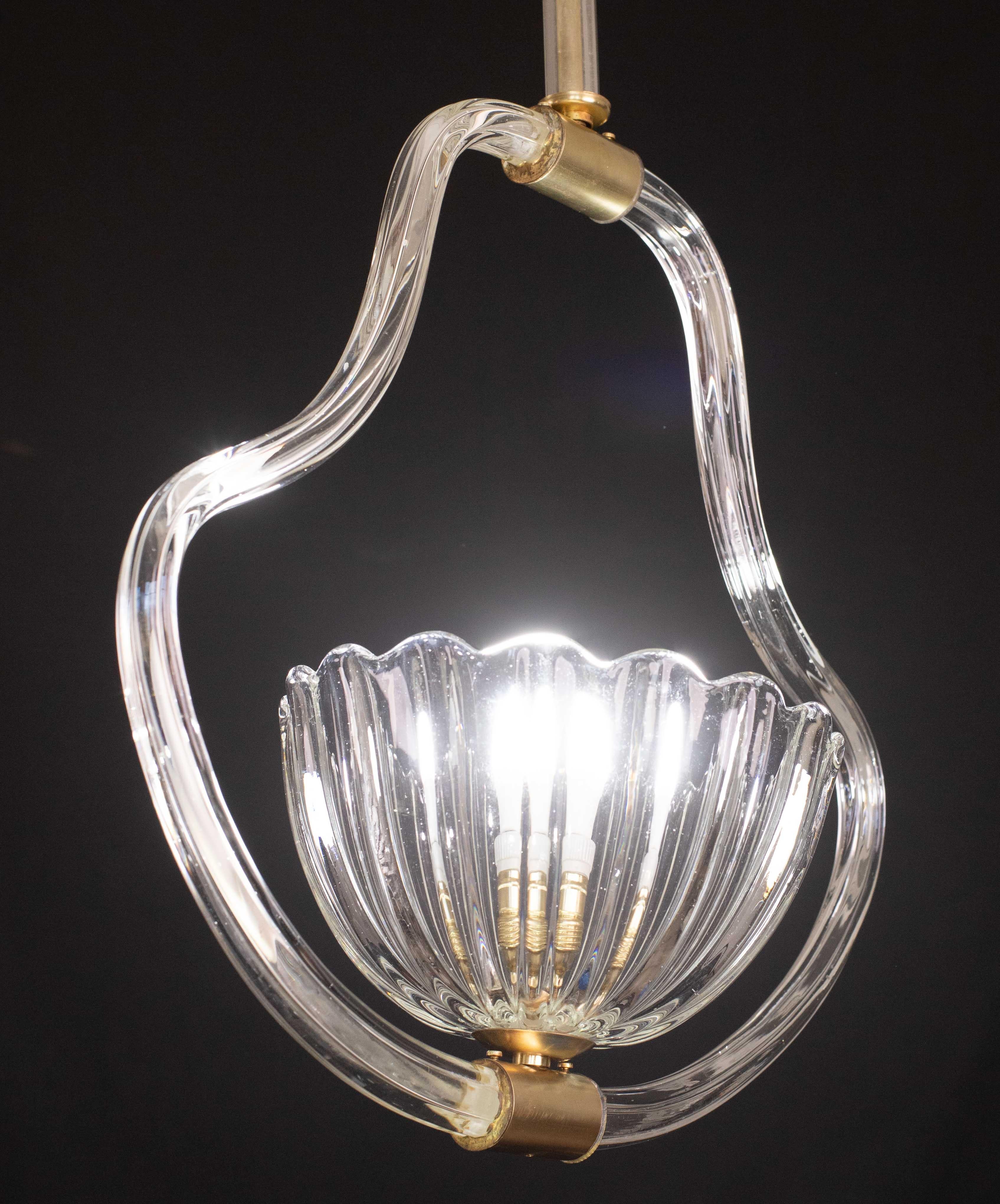 Art déco Elegant Art Decò Barovier and Toso Chandelier, 1940s en vente