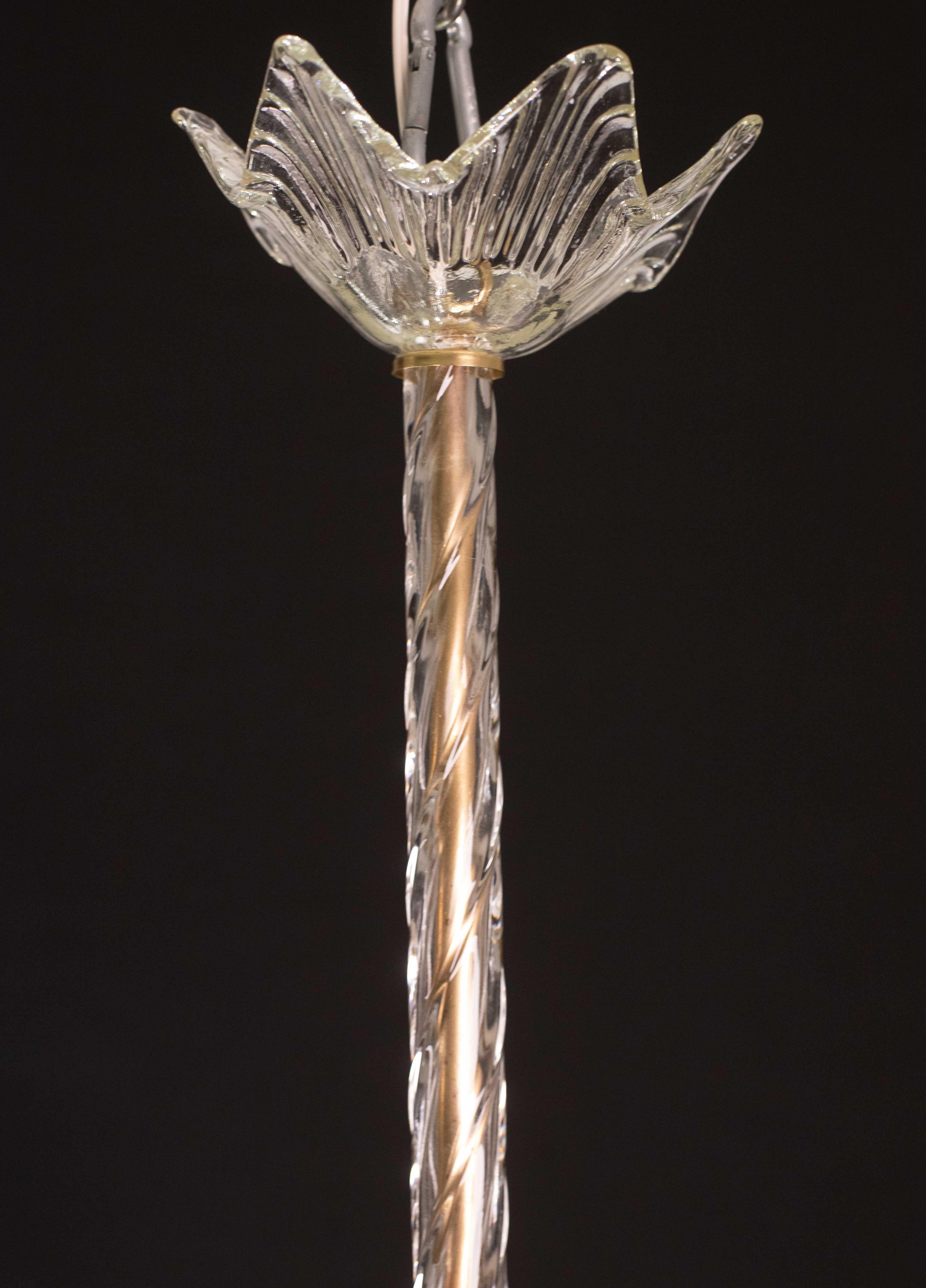 European Elegant Art Decò Barovier and Toso Chandelier, 1940s For Sale
