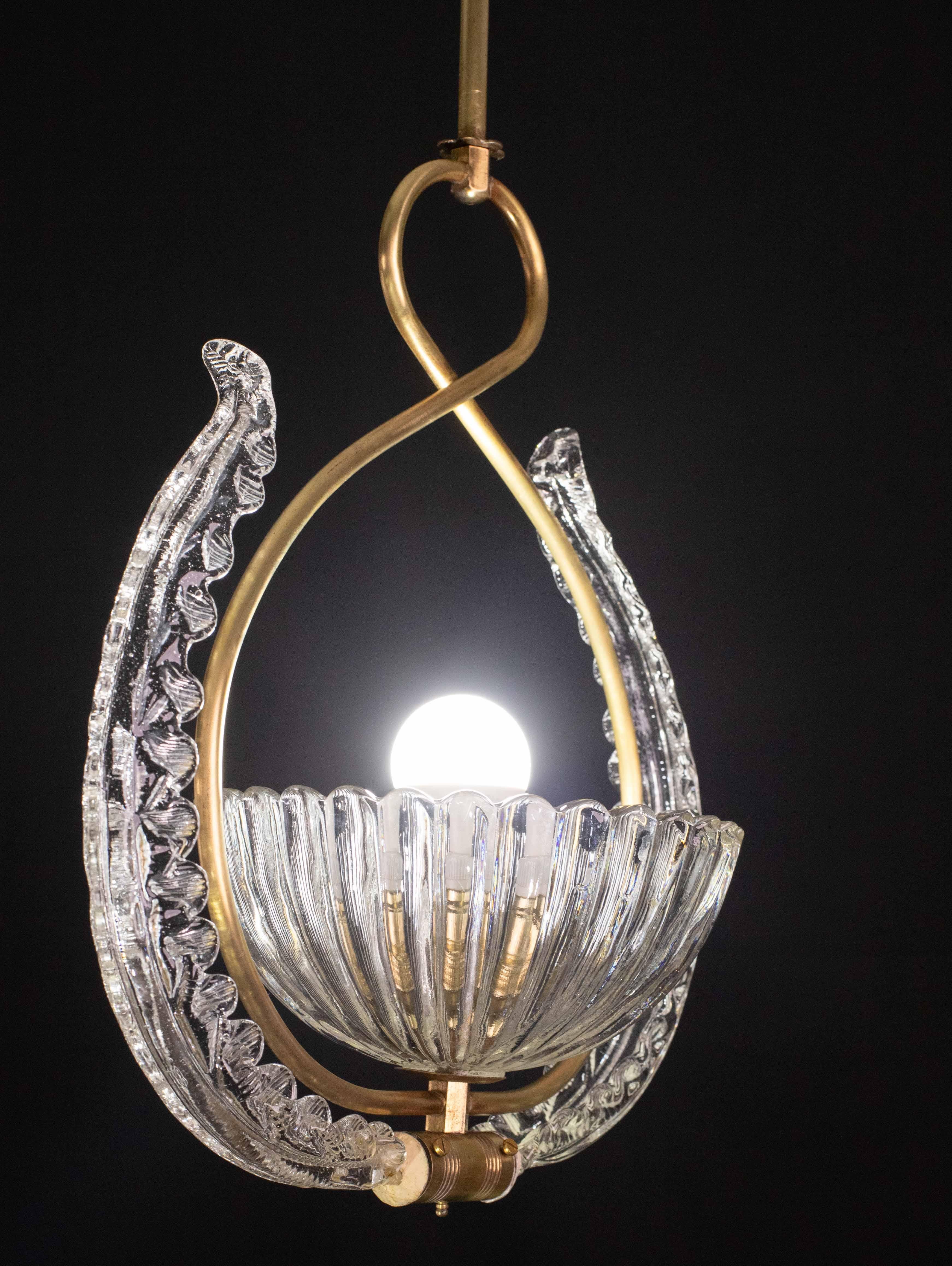 Eleganza del lampadario Art Decò Barovier&Toso, anni '40 In condizioni buone in vendita a Roma, IT