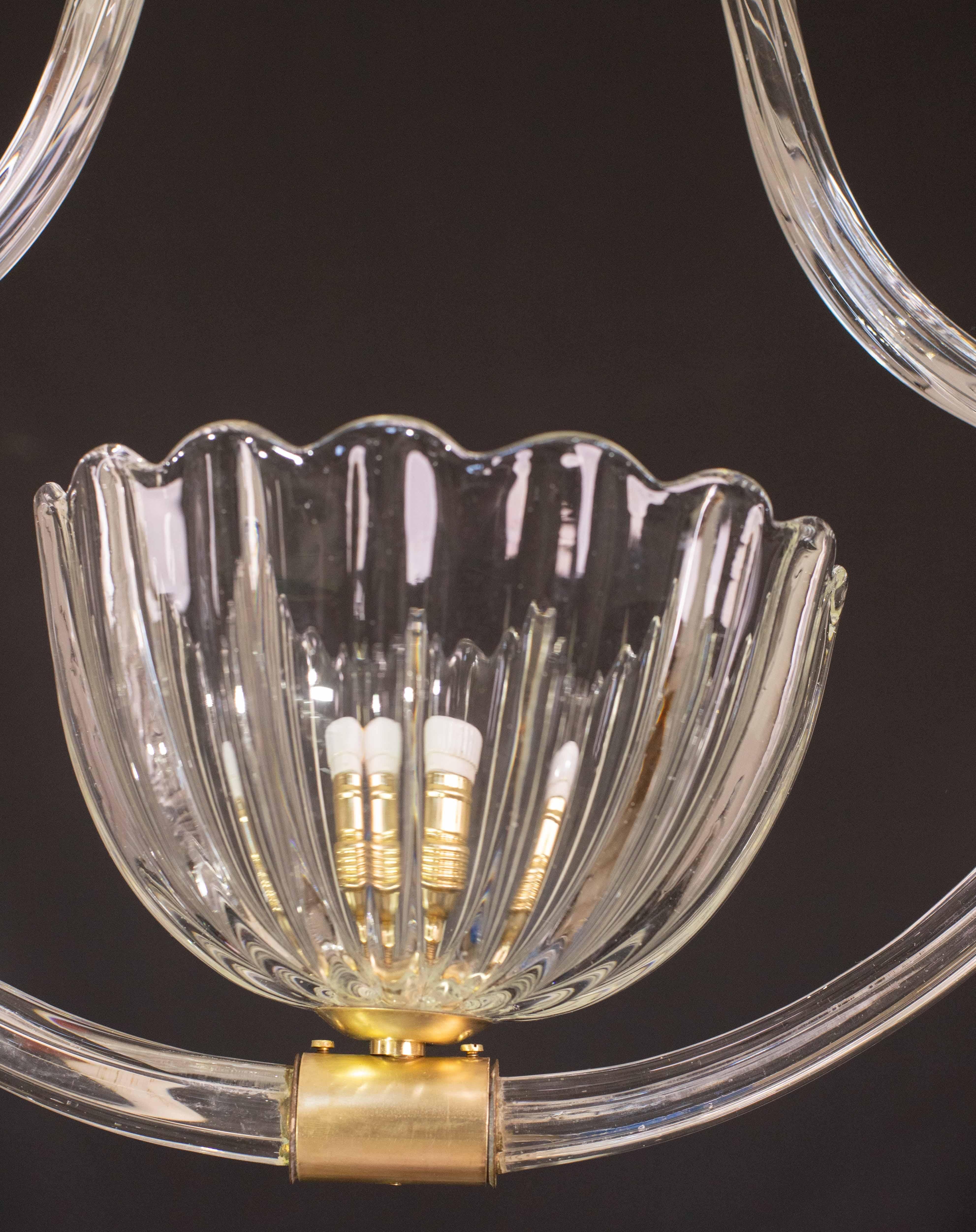 Elegant Art Decò Barovier and Toso Chandelier, 1940s Bon état - En vente à Roma, IT