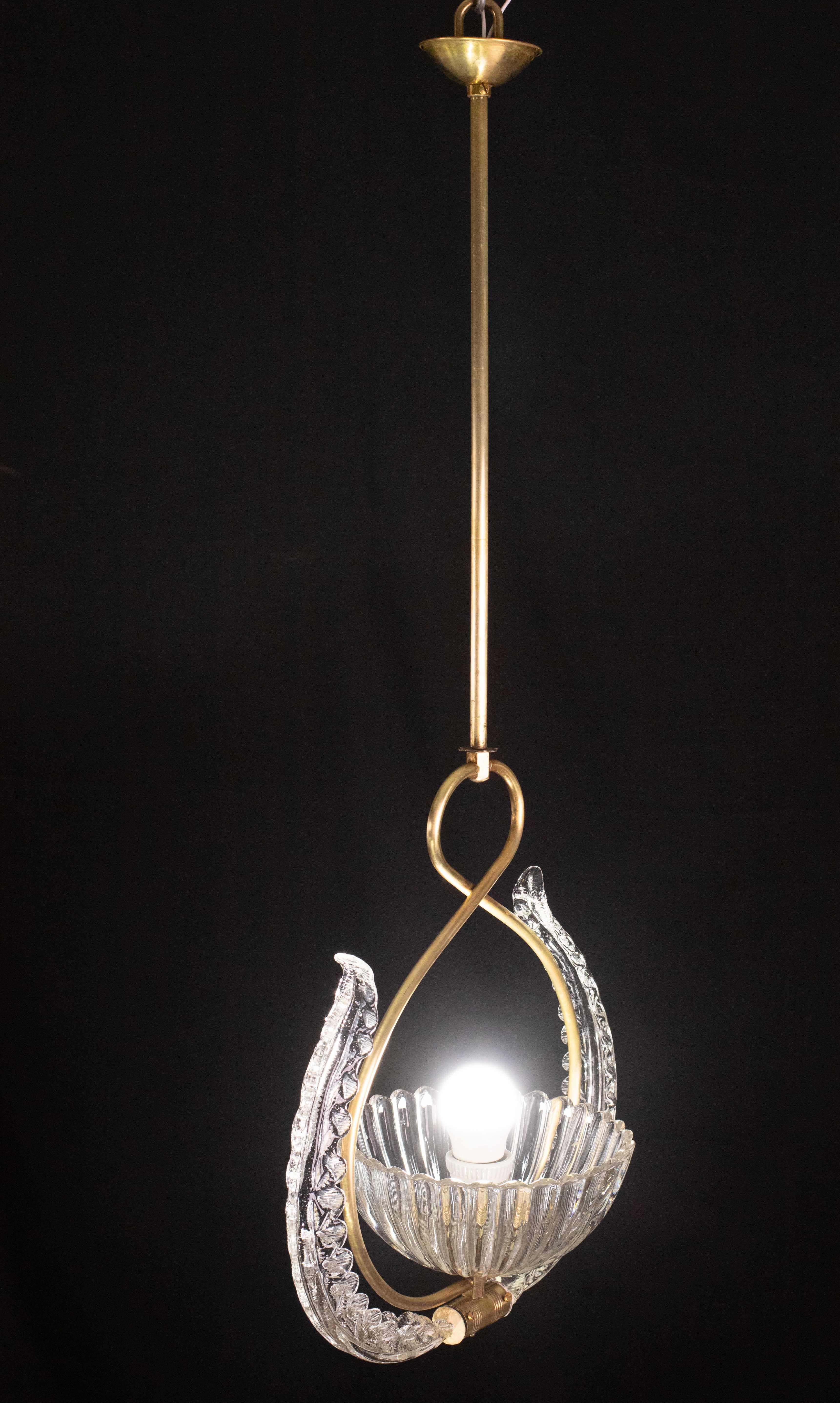 Metà XX secolo Eleganza del lampadario Art Decò Barovier&Toso, anni '40 in vendita
