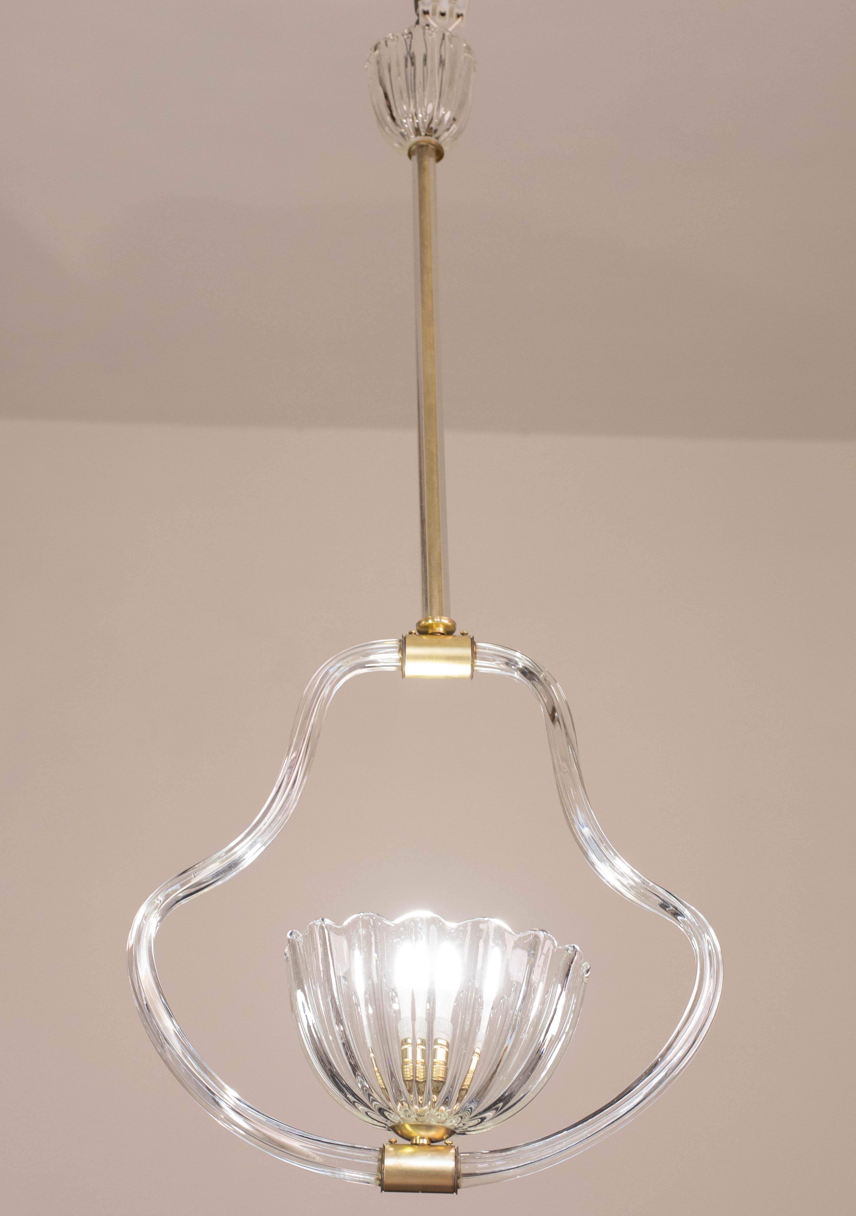 Milieu du XXe siècle Elegant Art Decò Barovier and Toso Chandelier, 1940s en vente