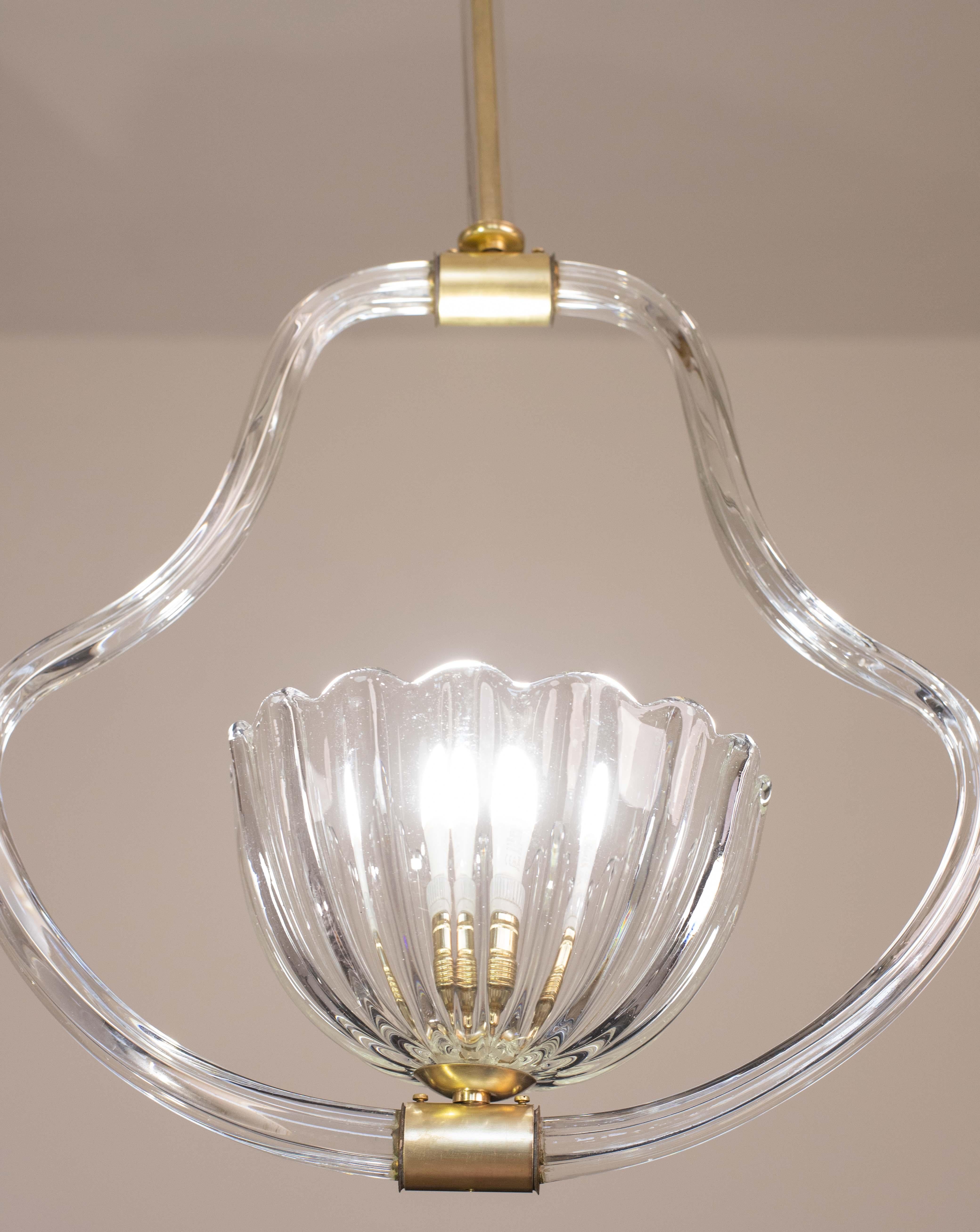 Verre de Murano Elegant Art Decò Barovier and Toso Chandelier, 1940s en vente