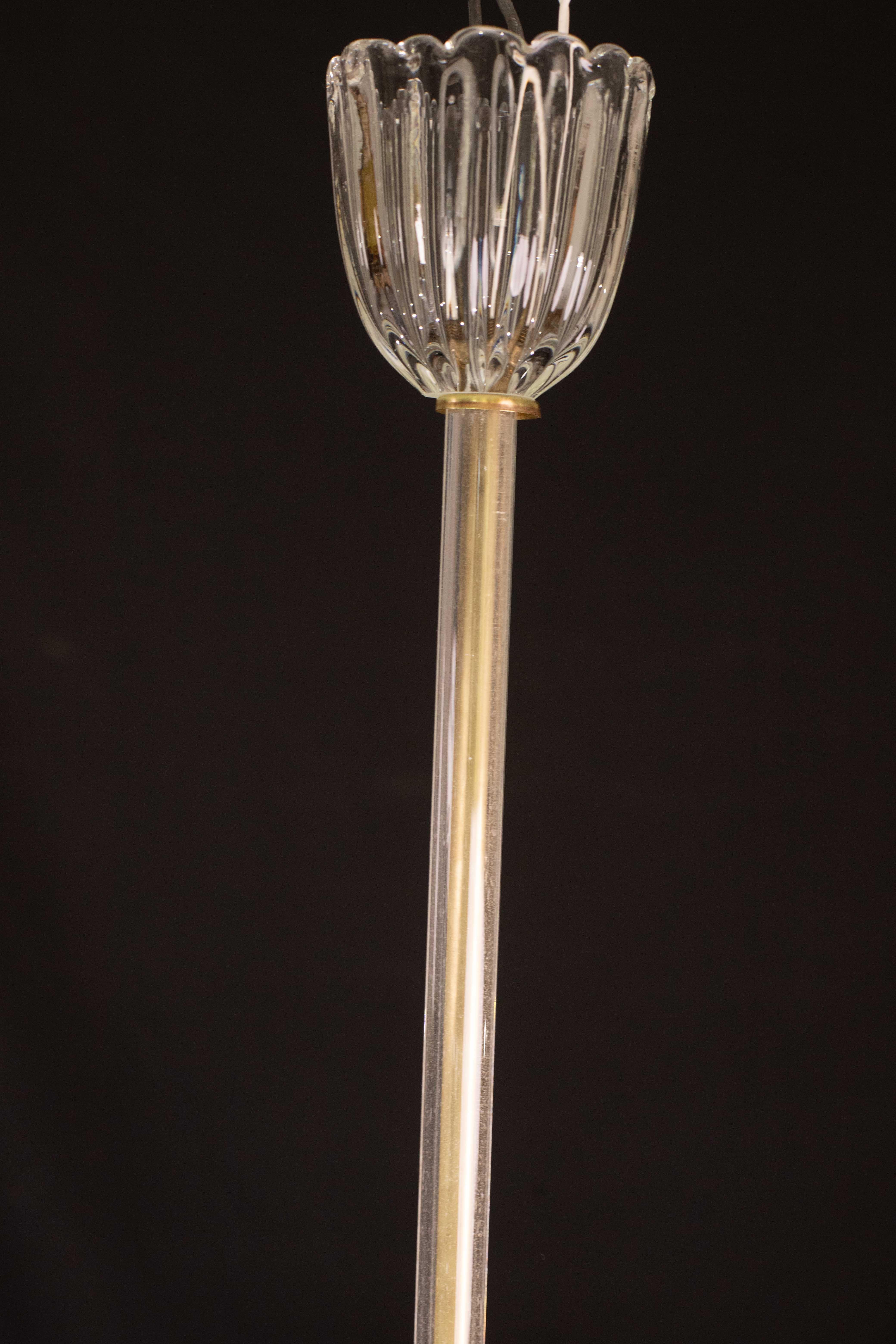 Elegant Art Decò Barovier and Toso Chandelier, 1940s en vente 1