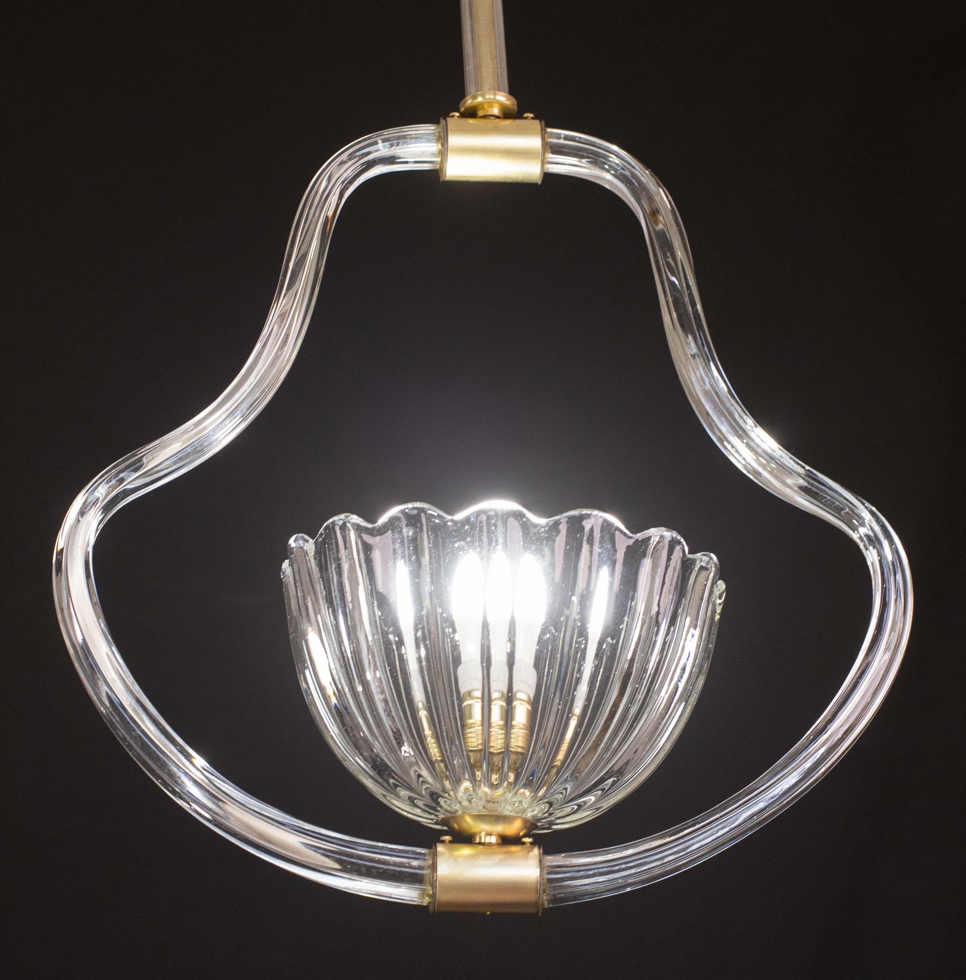 Elegant Art Decò Barovier and Toso Chandelier, 1940s en vente 2
