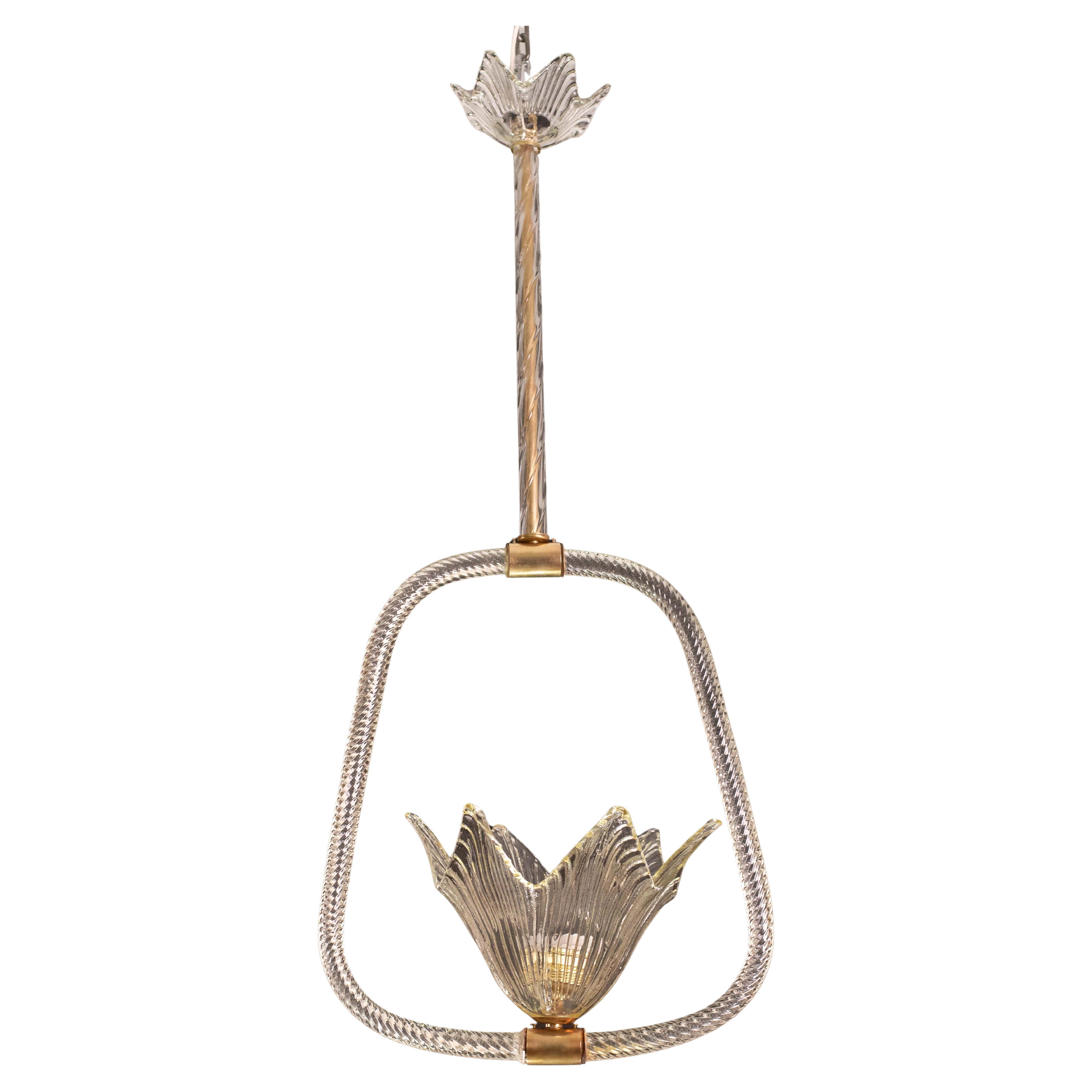 Elegant Art Decò Barovier and Toso Chandelier, 1940s
