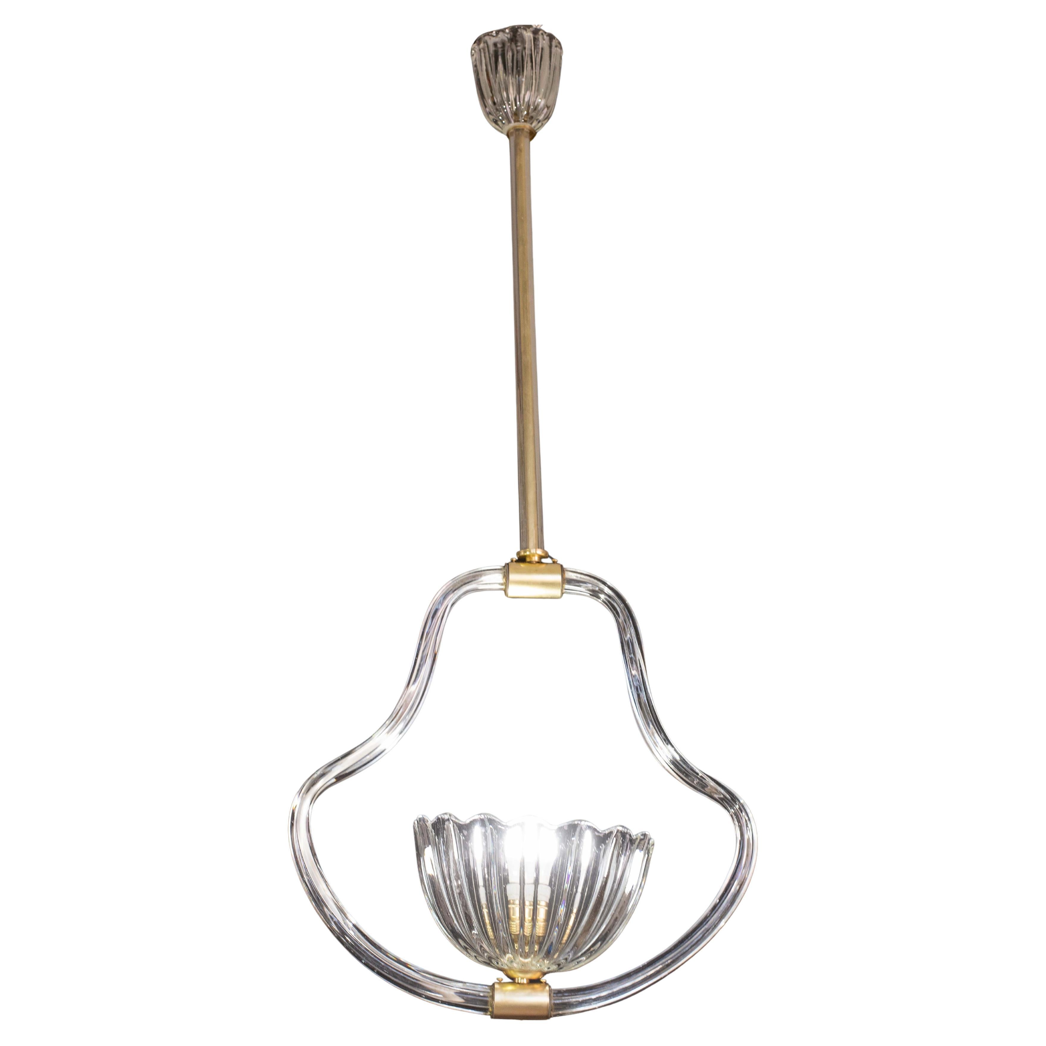 Elegant Art Decò Barovier and Toso Chandelier, 1940s