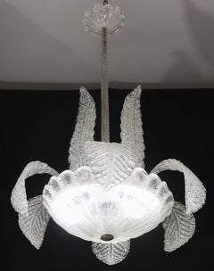 Elegante lampadario Art Déco di Barovier&Toso, vetro di Murano, anni '50
