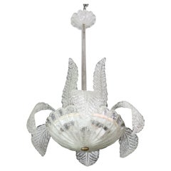Elegante lampadario Art Déco di Barovier&Toso, vetro di Murano, anni '50
