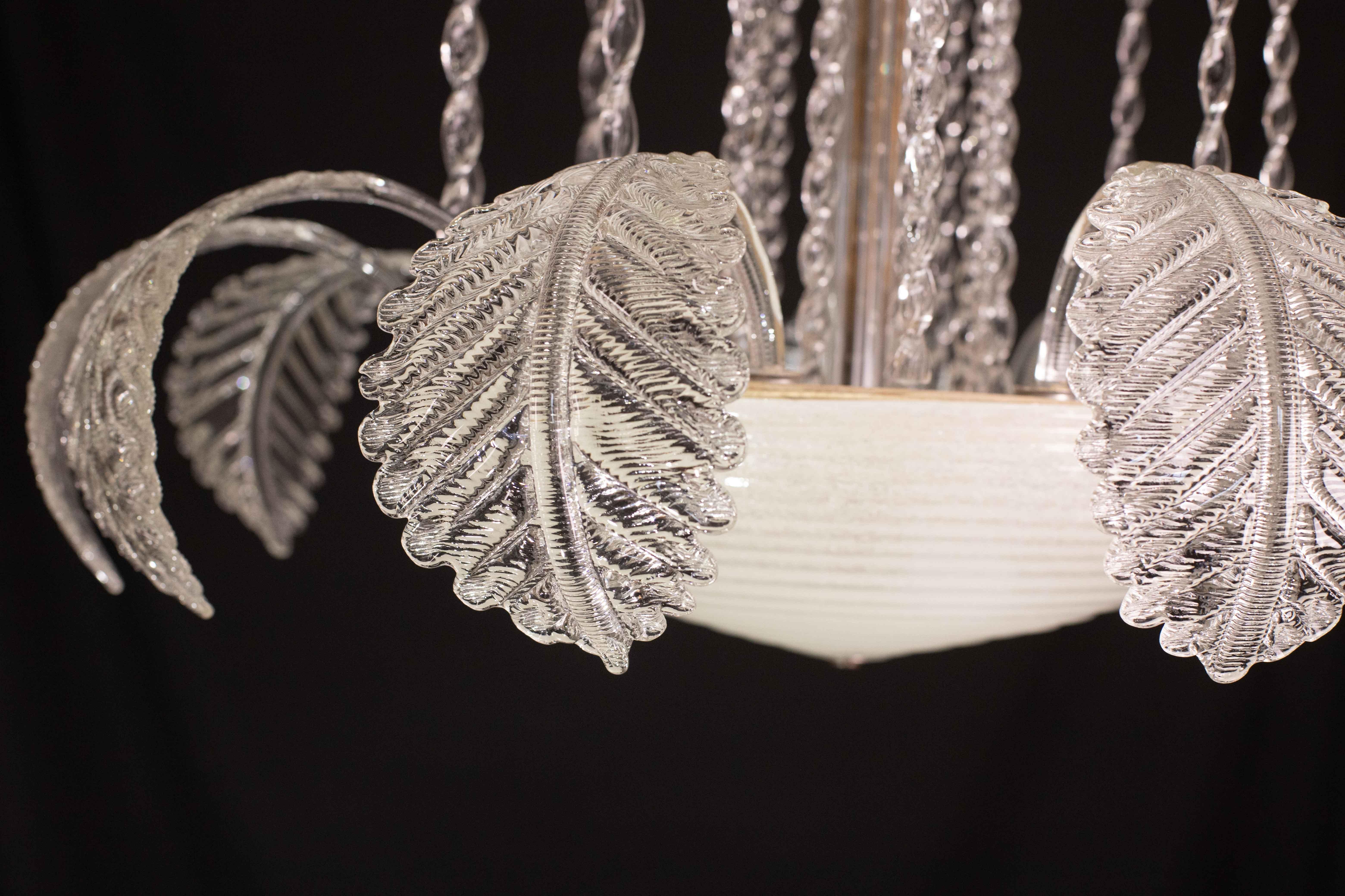 Eleganza Art Decò, lampadario Barovier&Toso, vetro di Murano, anni '50 in vendita 5