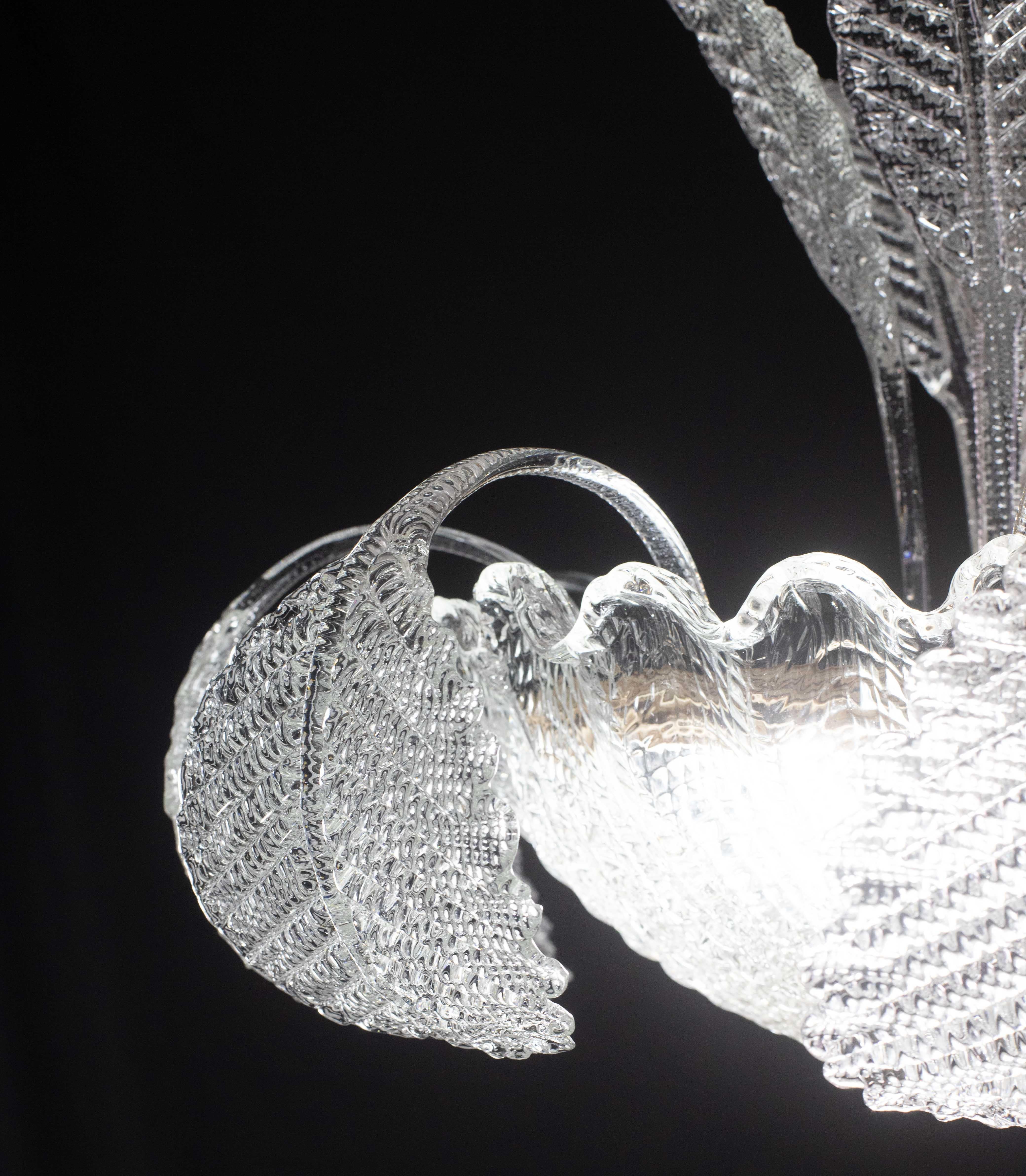 Metà XX secolo Eleganza Art Decò, lampadario Barovier&Toso, vetro di Murano, anni '50
