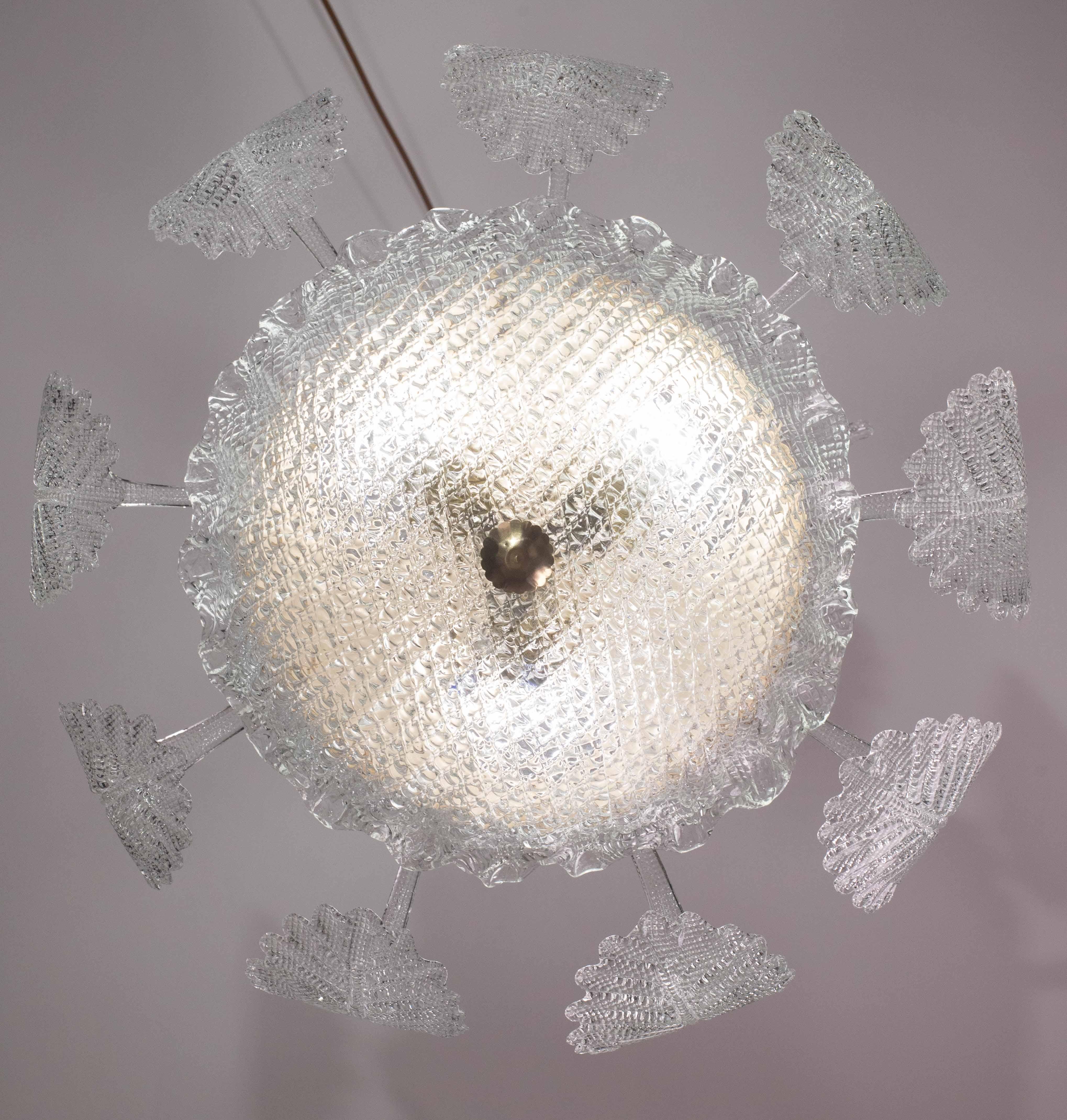 Eleganza Art Decò, lampadario Barovier&Toso, vetro di Murano, anni '50 1