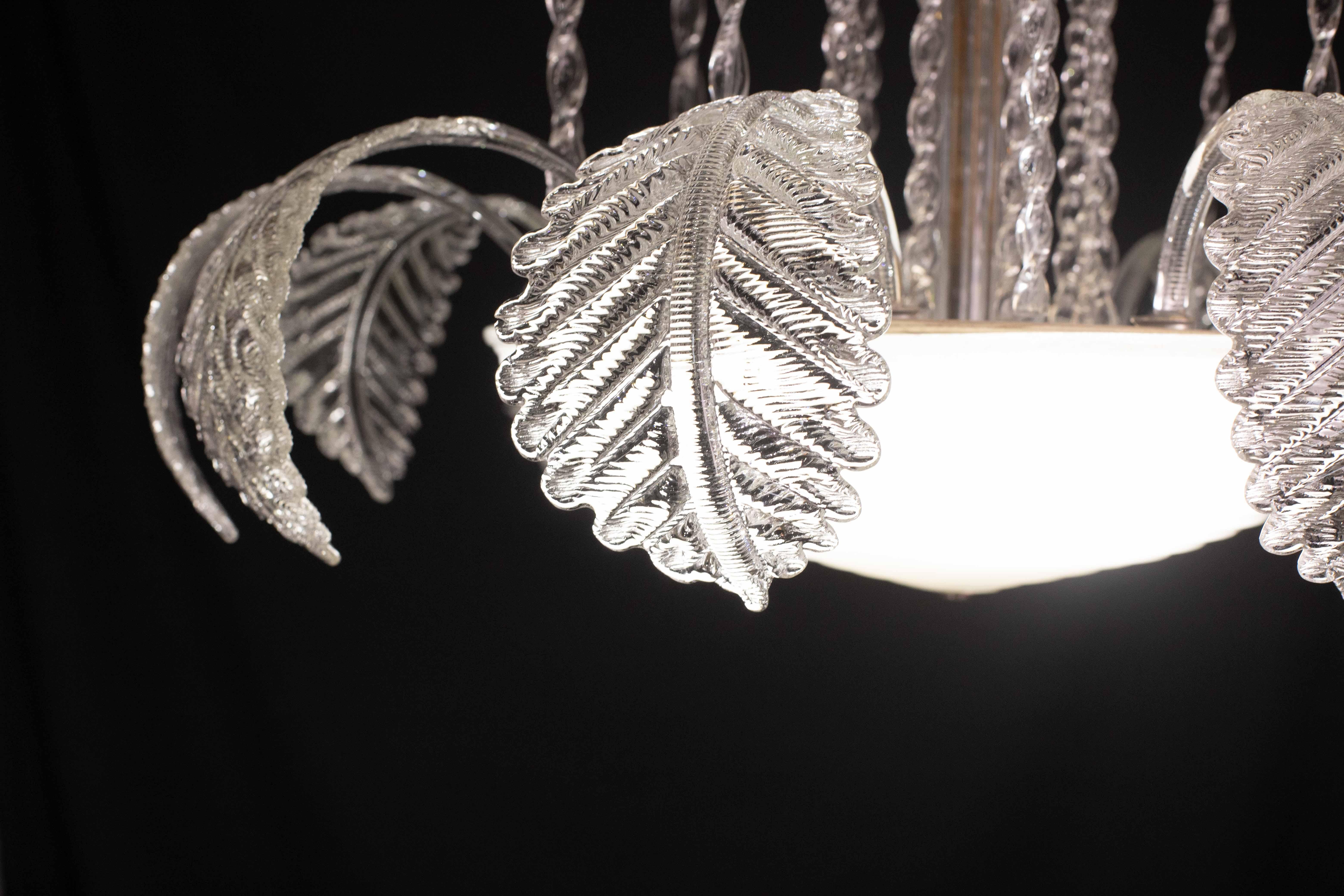 Eleganza Art Decò, lampadario Barovier&Toso, vetro di Murano, anni '50 in vendita 1