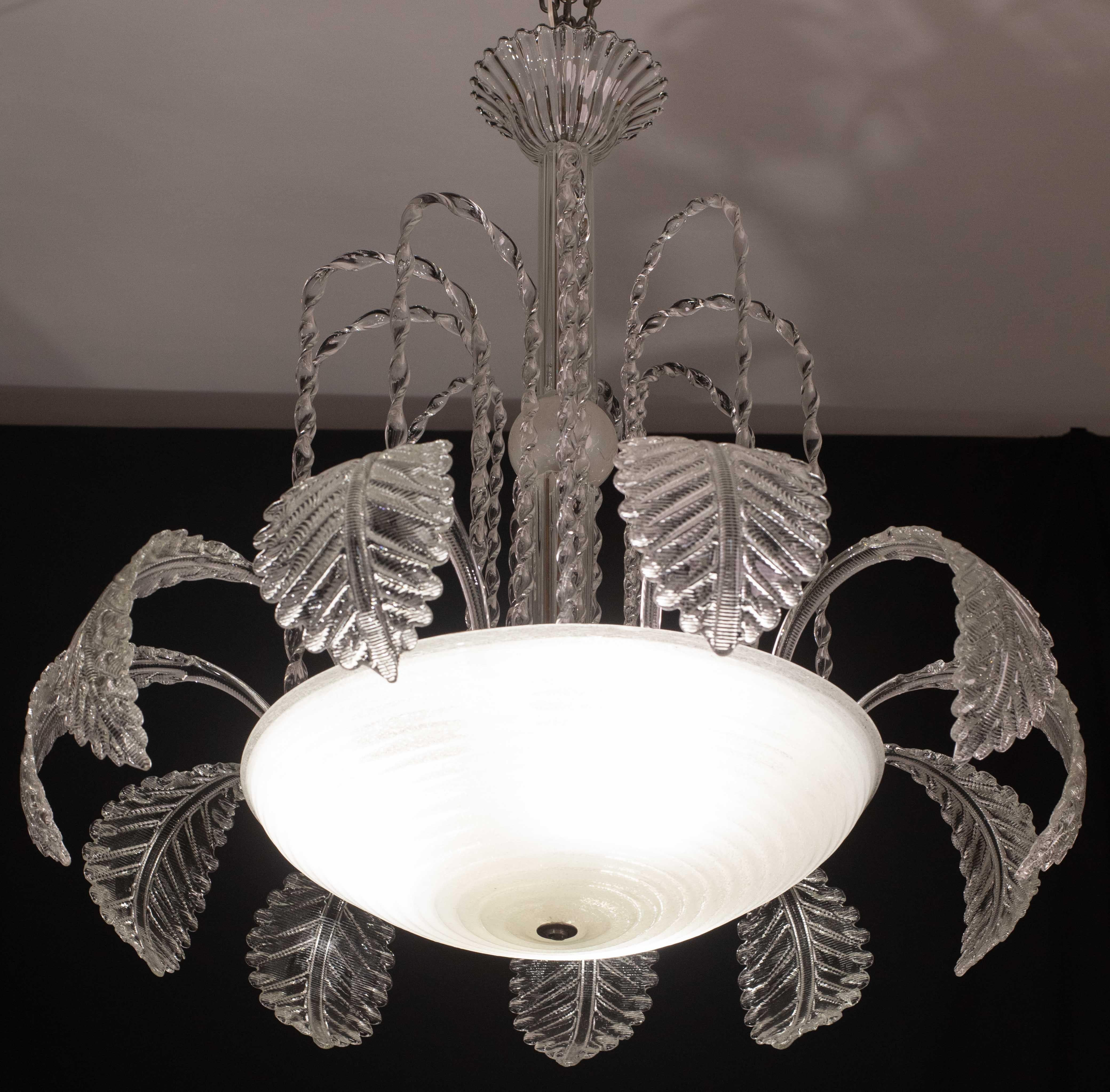 Eleganza Art Decò, lampadario Barovier&Toso, vetro di Murano, anni '50 in vendita 2